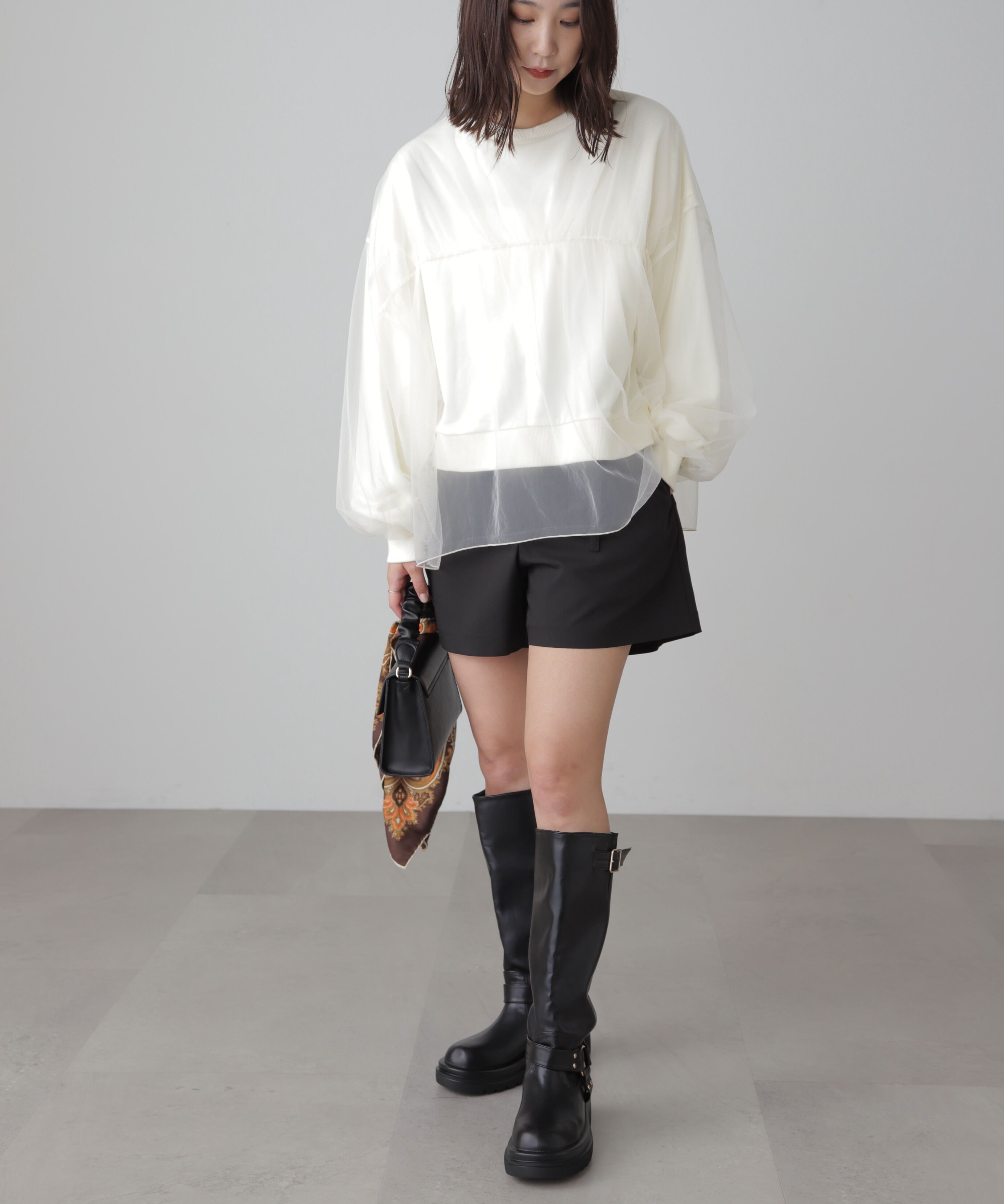  「チュールレイヤードスウェット」|Tシャツ・カットソー|
