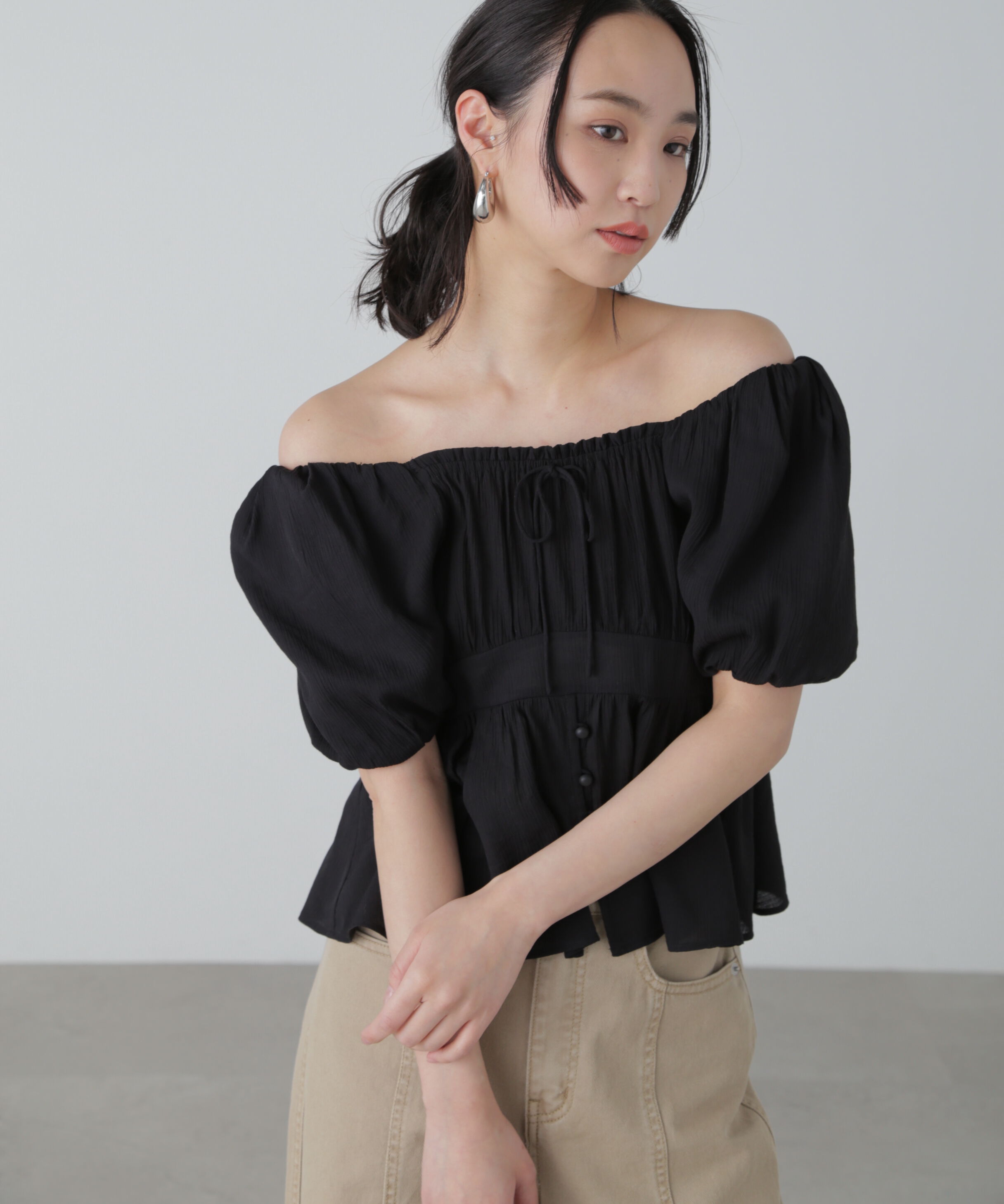  「2wayオフショルブラウス」|シャツ・ブラウス|ブラック