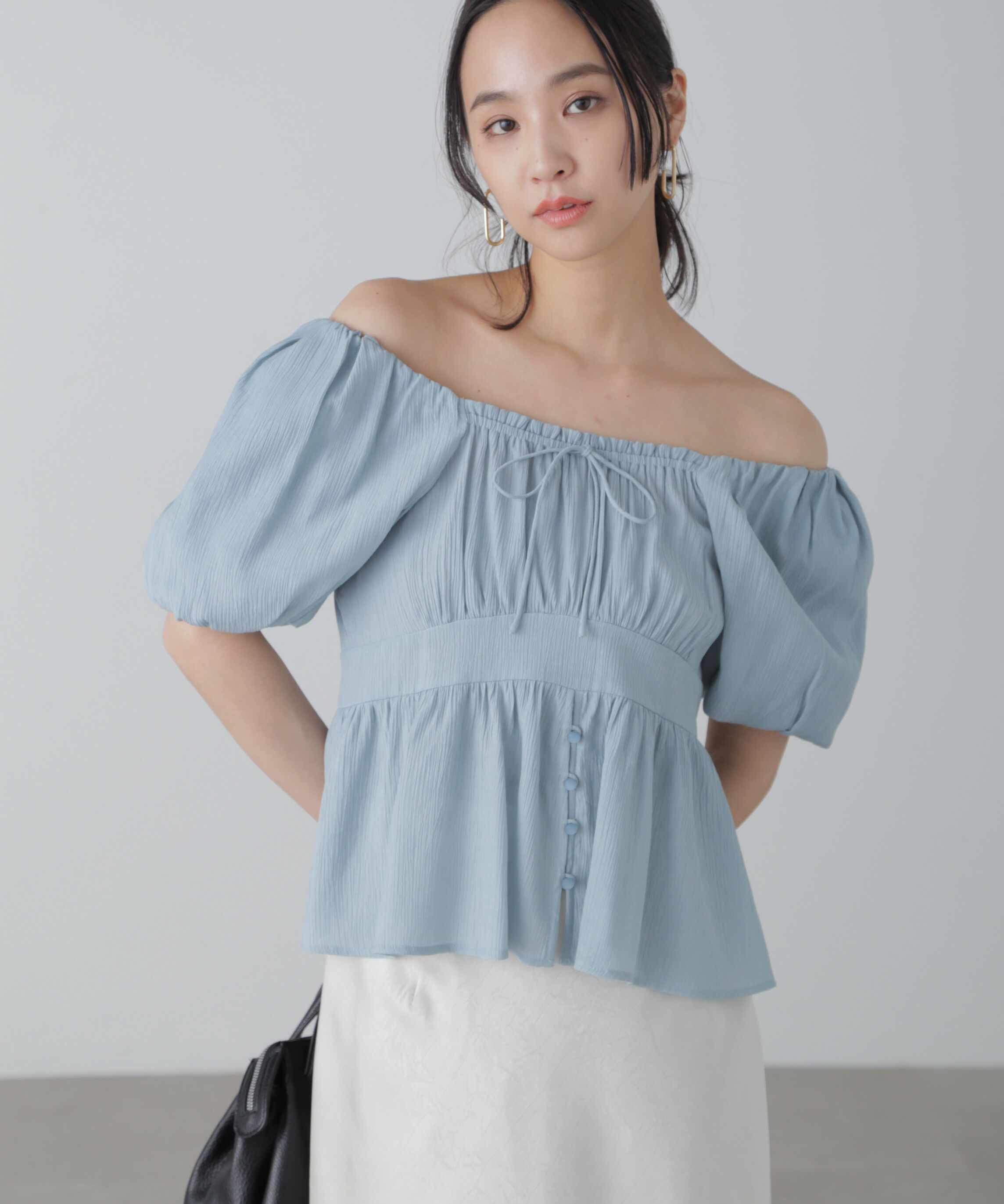  「2wayオフショルブラウス」|シャツ・ブラウス|ライトブルー