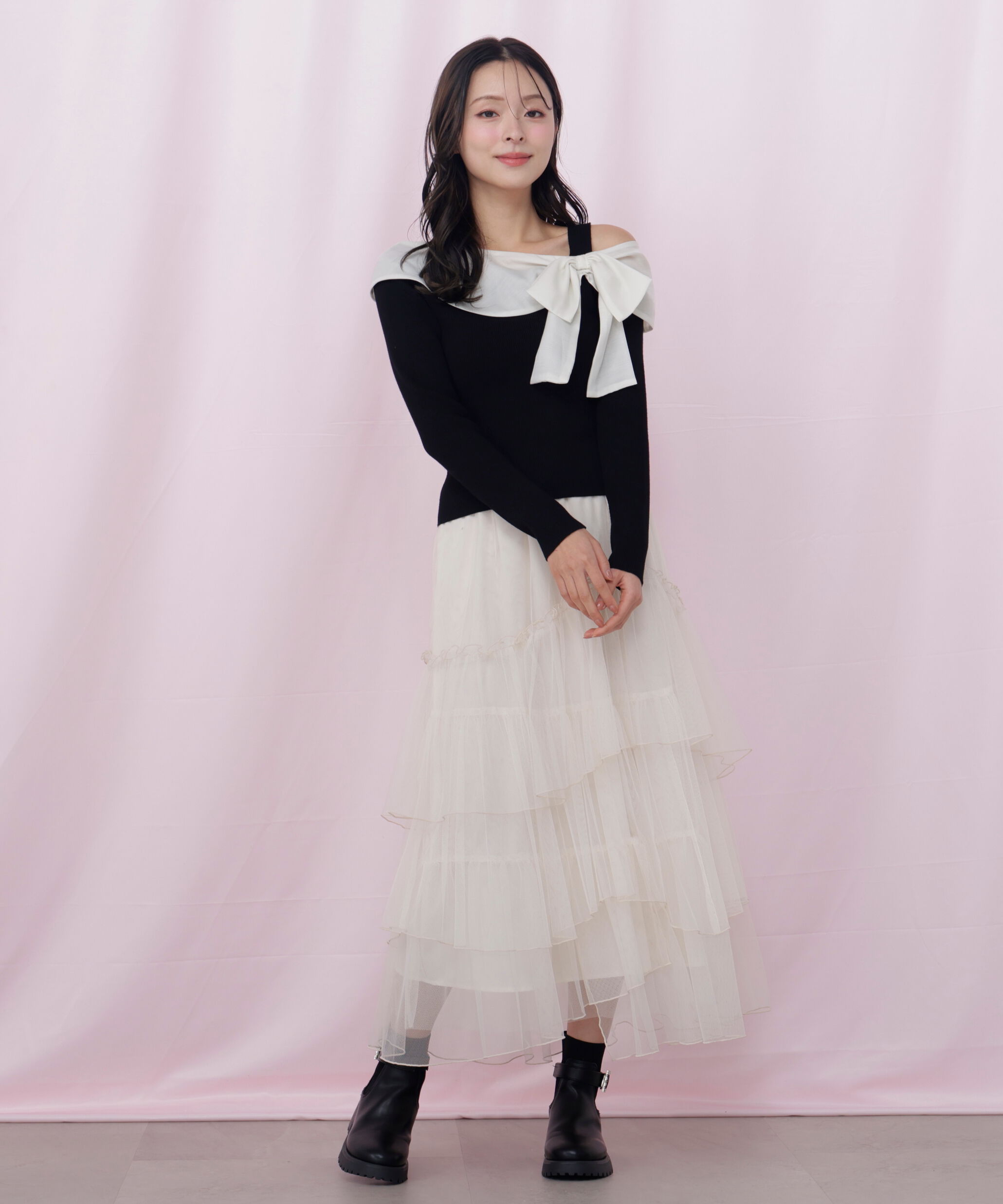  「アシメリボンニット」|ニット・セーター|