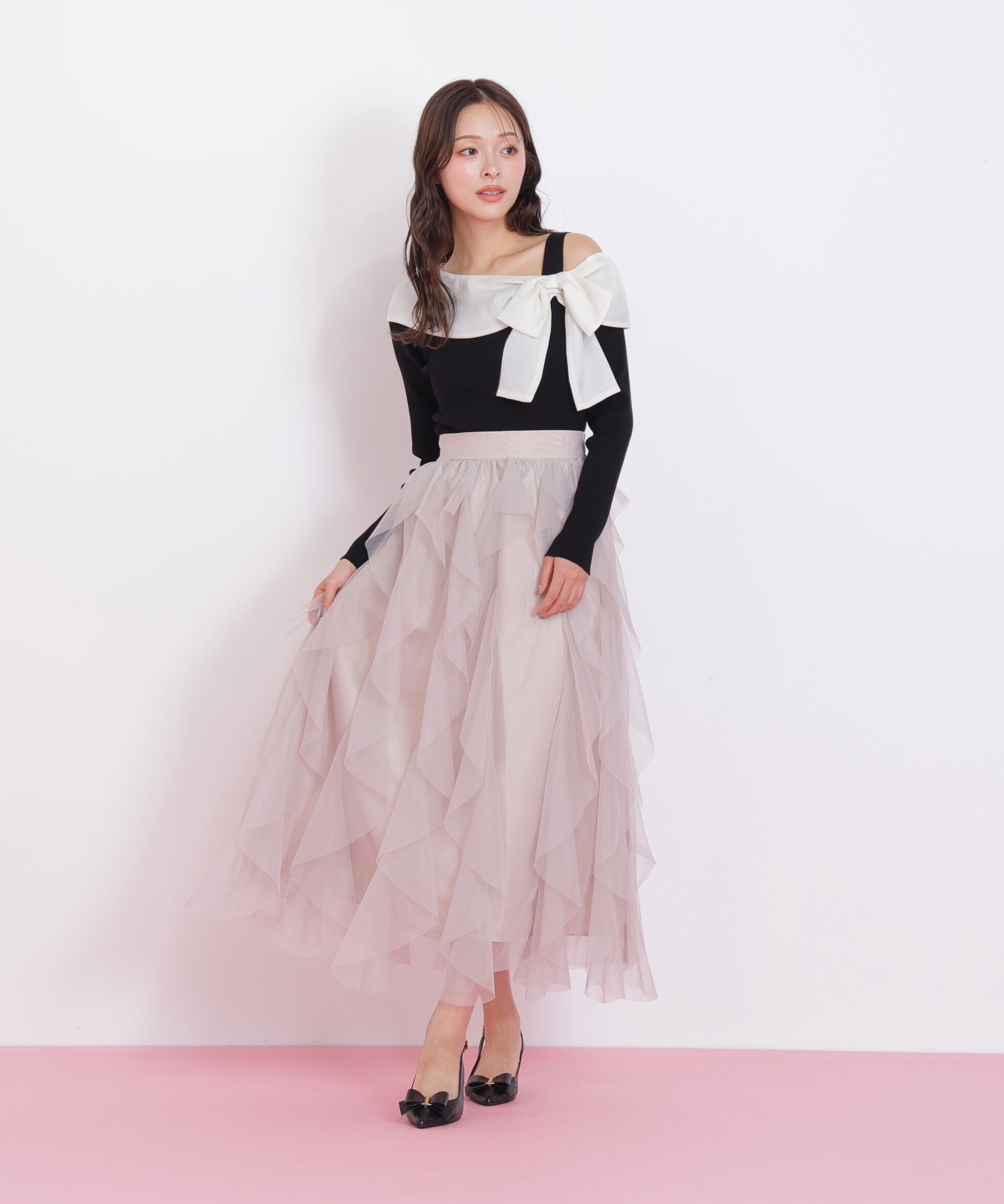  「アシメリボンニット」|ニット・セーター|