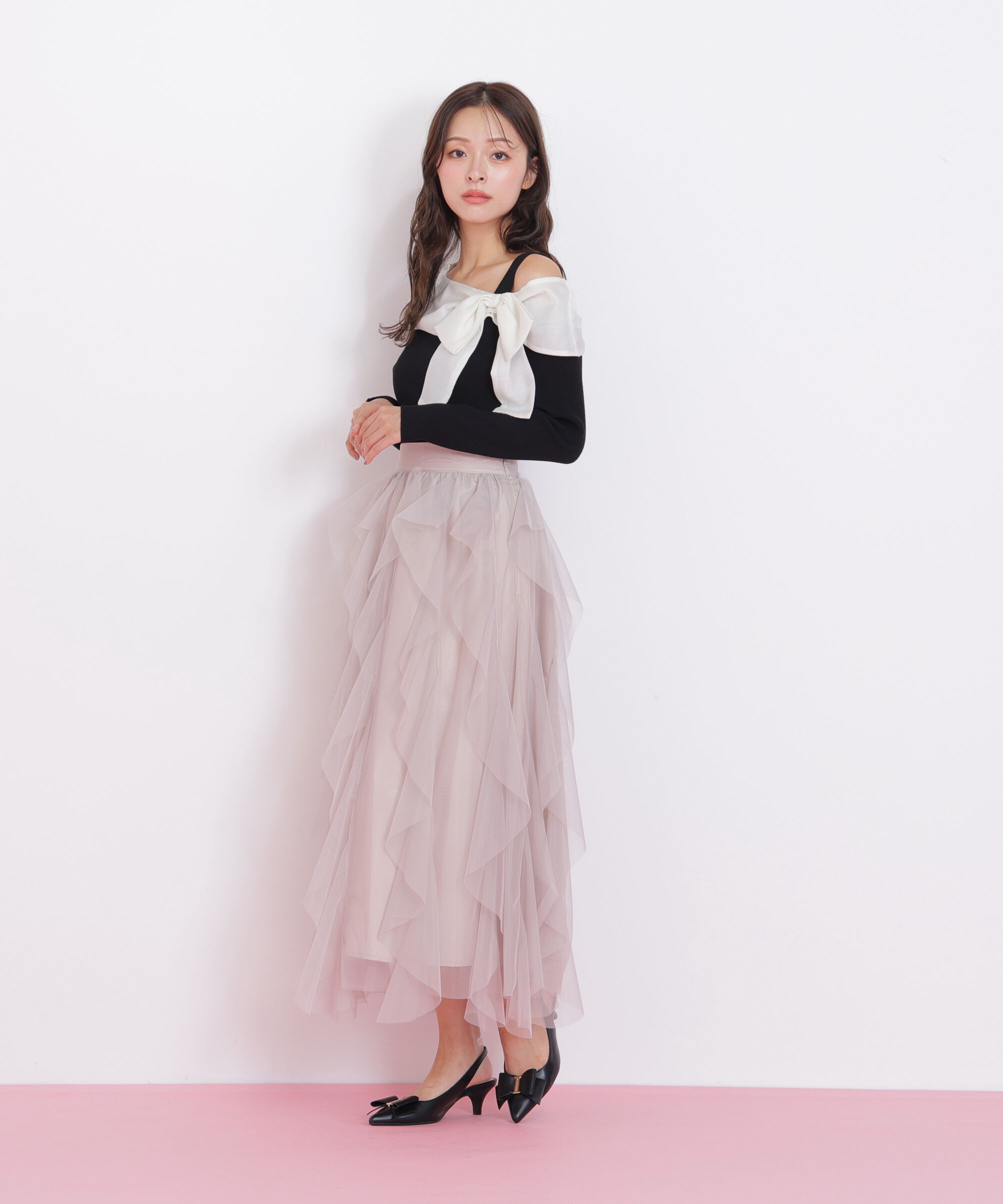  「アシメリボンニット」|ニット・セーター|