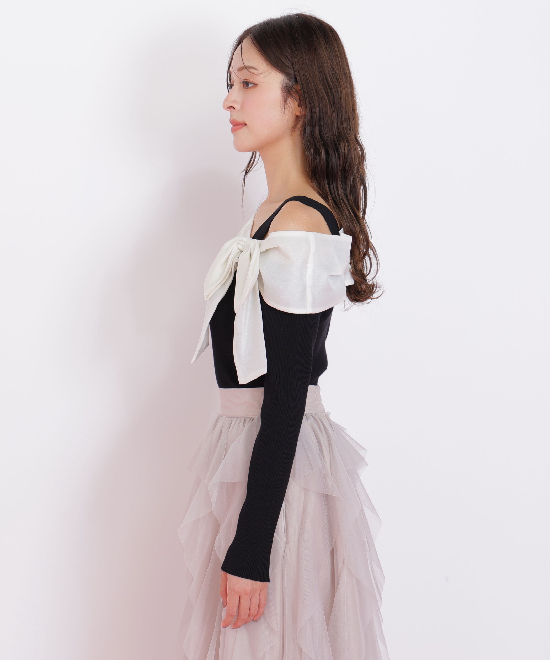  「アシメリボンニット」|ニット・セーター|