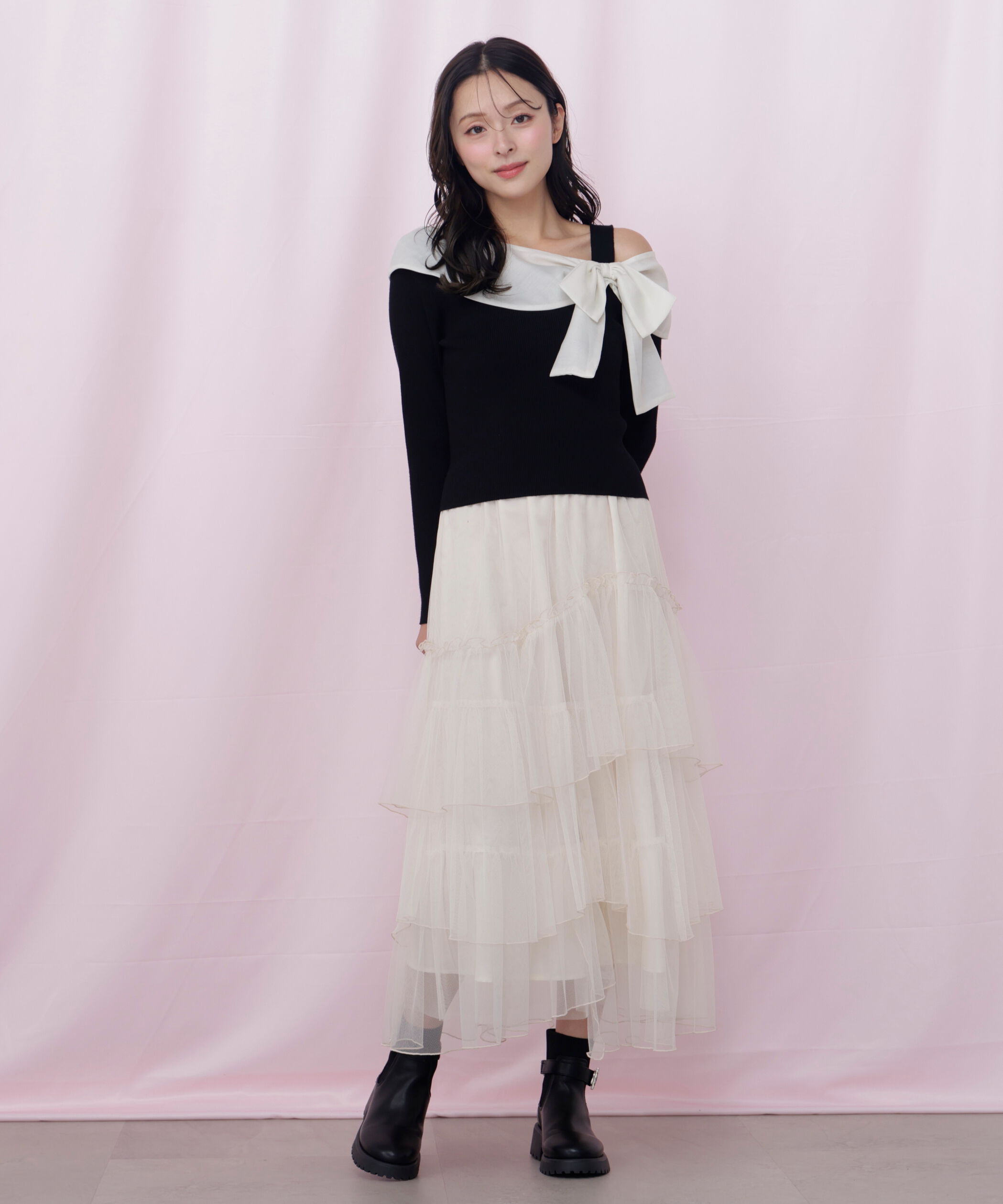  「アシメリボンニット」|ニット・セーター|