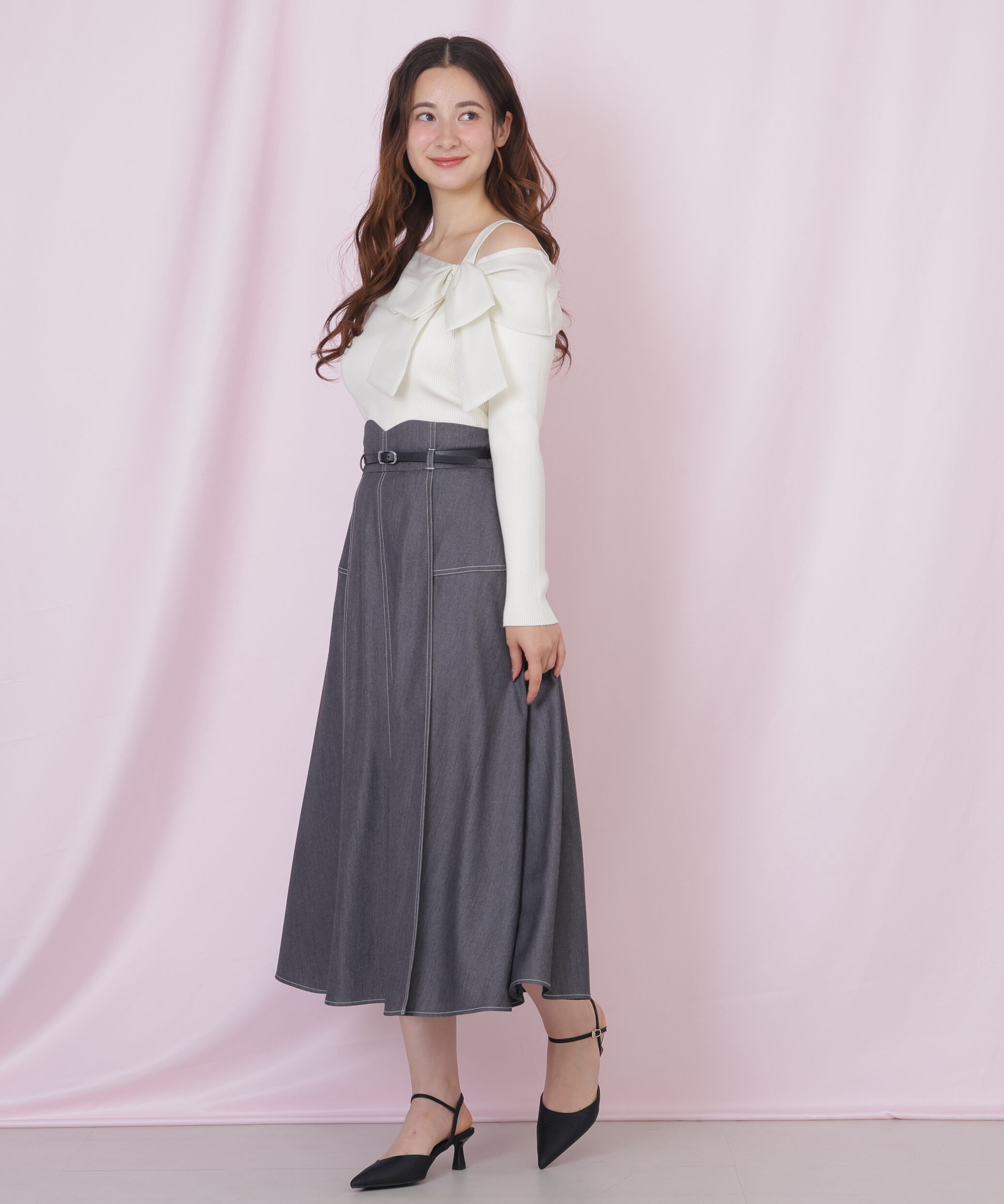  「アシメリボンニット」|ニット・セーター|