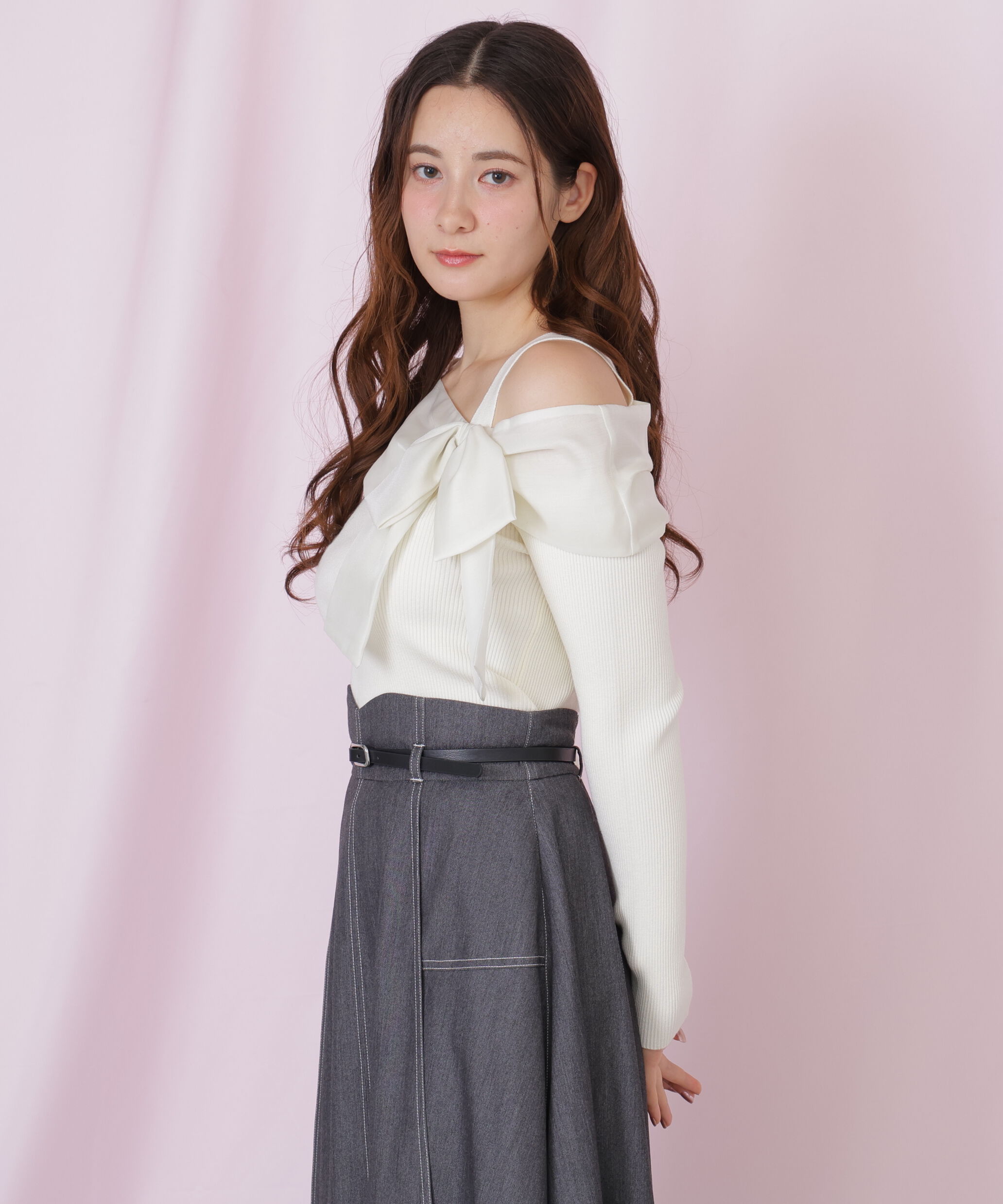  「アシメリボンニット」|ニット・セーター|