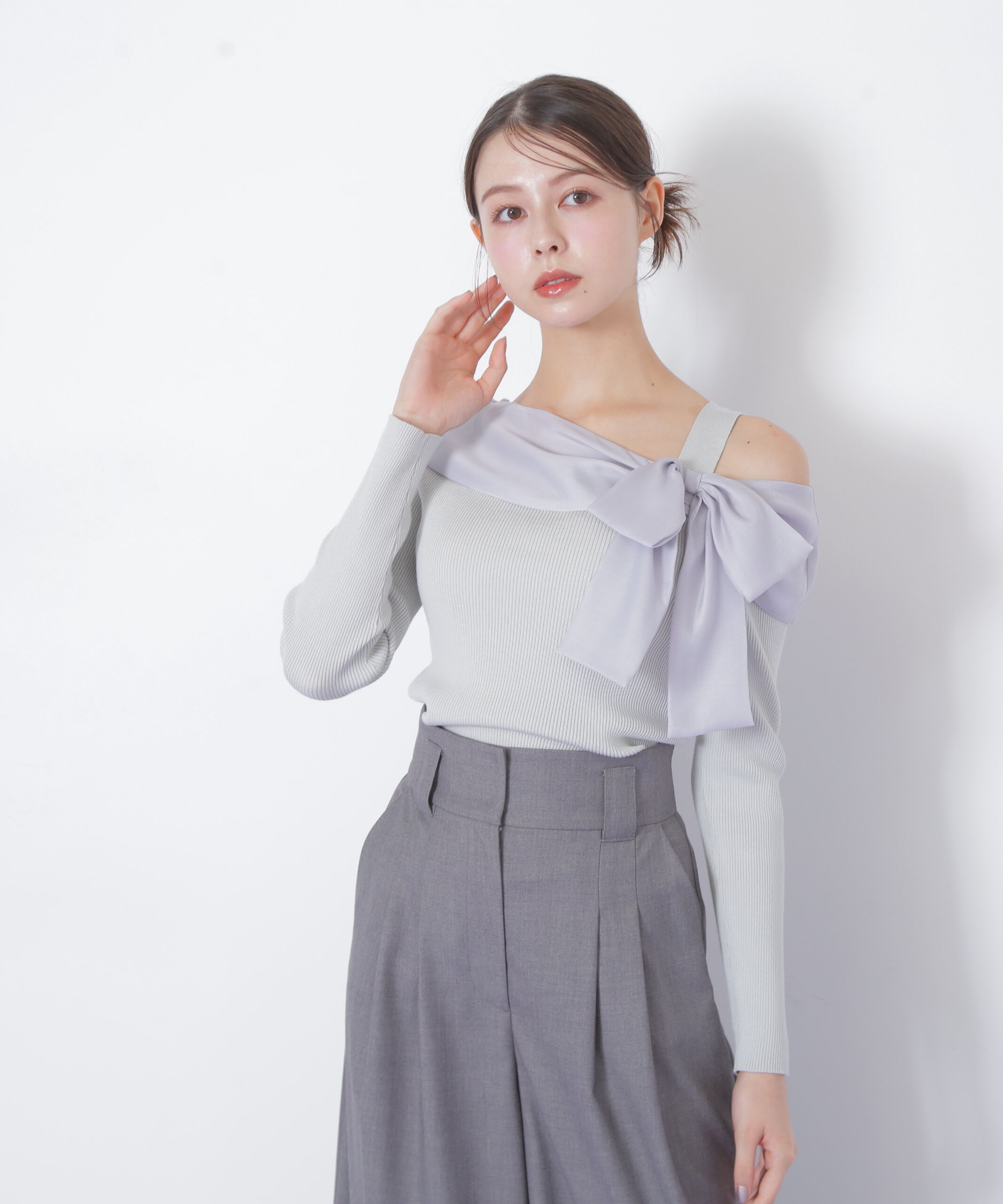  「アシメリボンニット」|ニット・セーター|