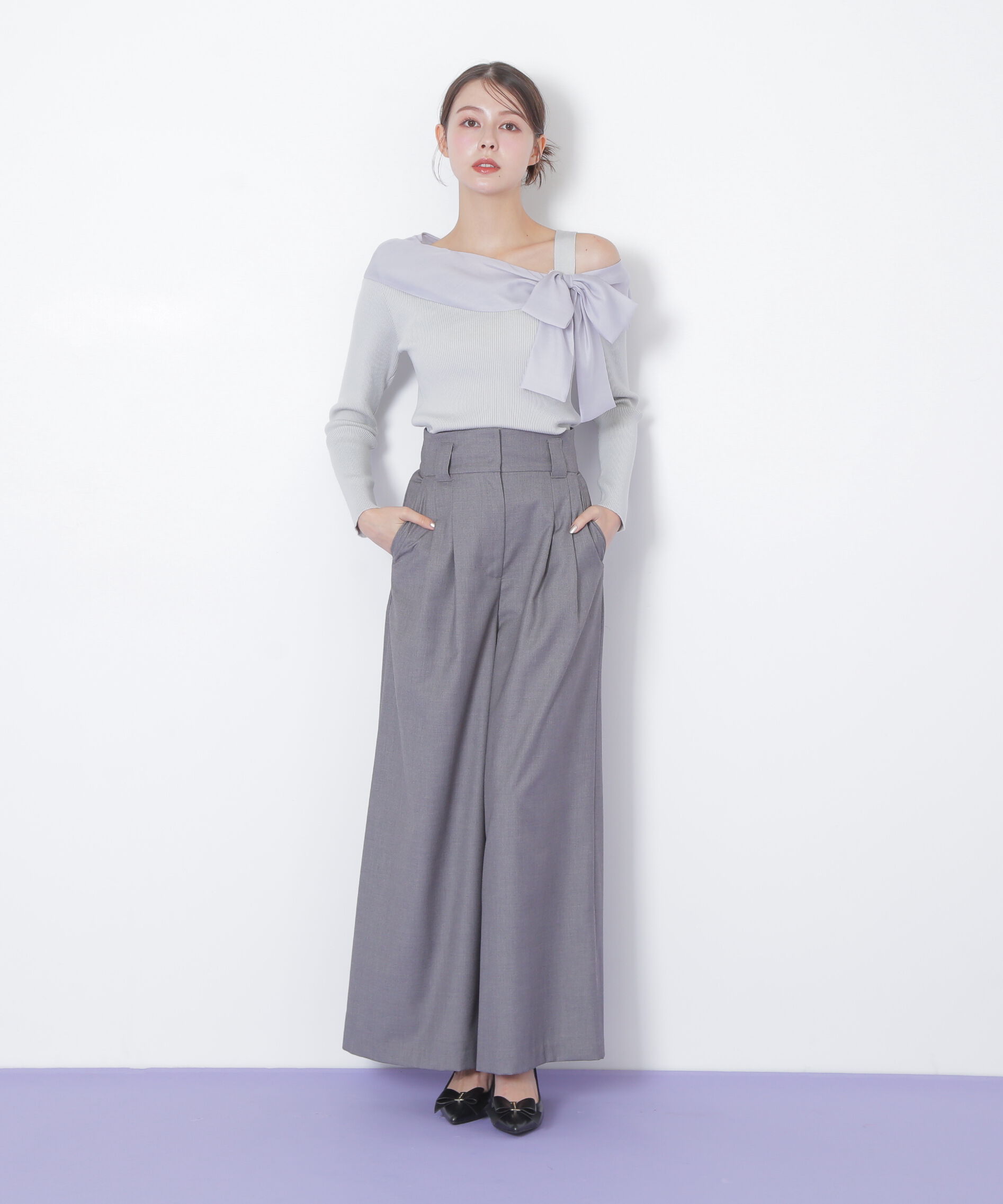  「アシメリボンニット」|ニット・セーター|