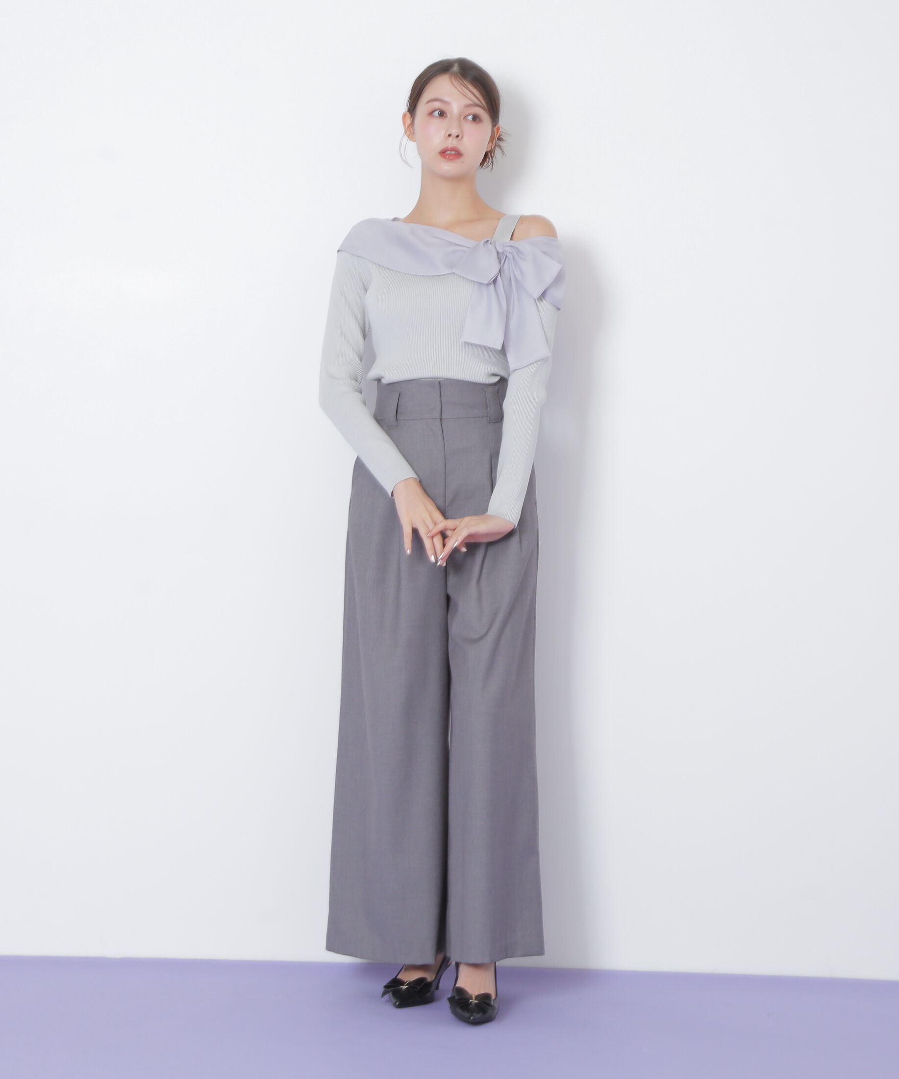  「アシメリボンニット」|ニット・セーター|