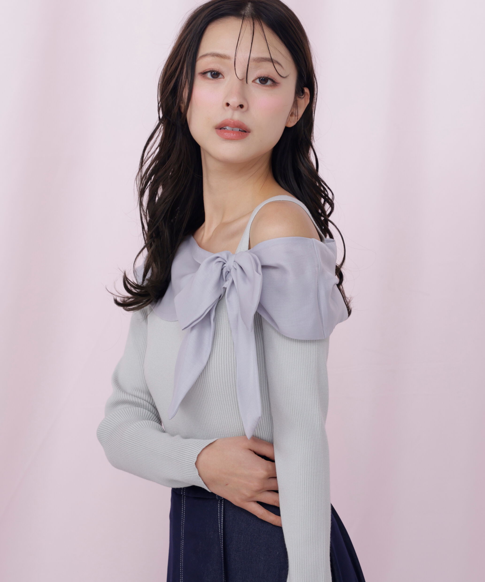  「アシメリボンニット」|ニット・セーター|