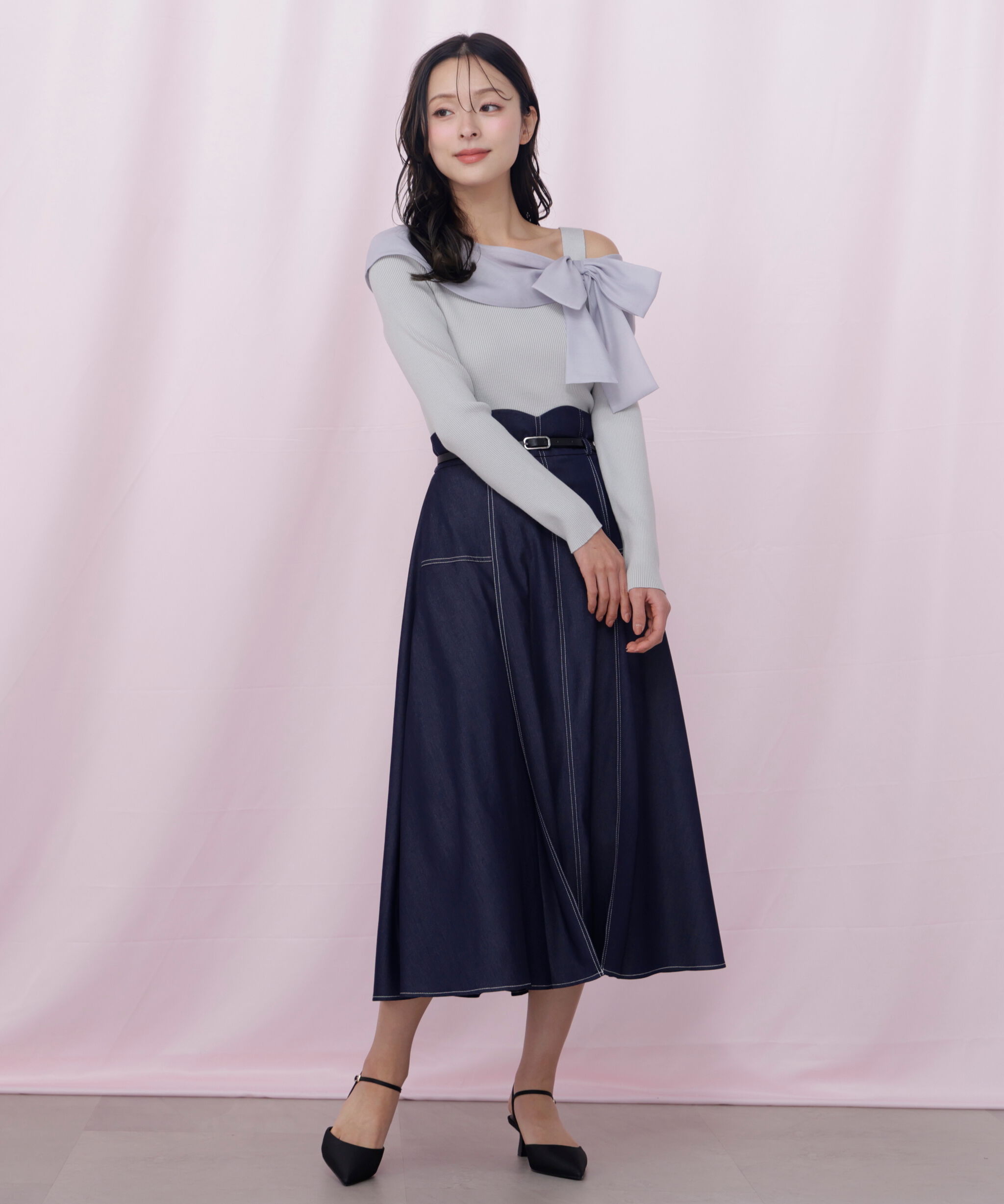  「アシメリボンニット」|ニット・セーター|