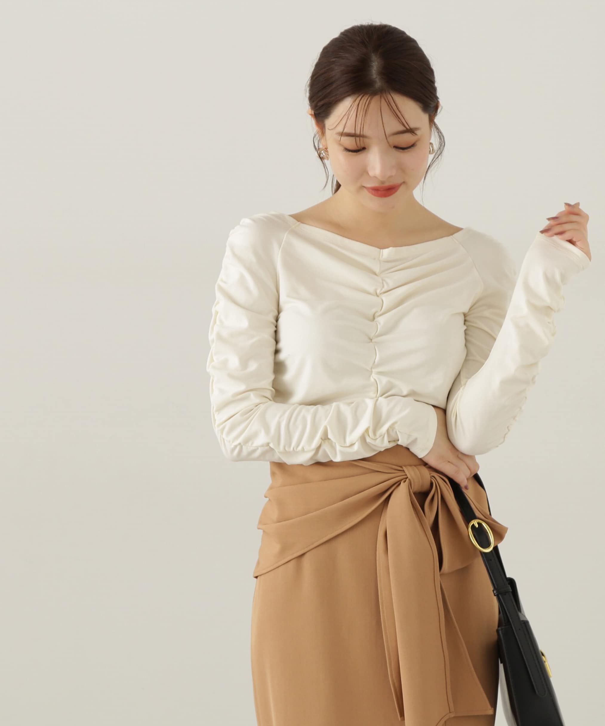 PROPORTION BODY DRESSING「シャーリングロングT」|Tシャツ・カットソー|アイボリー2