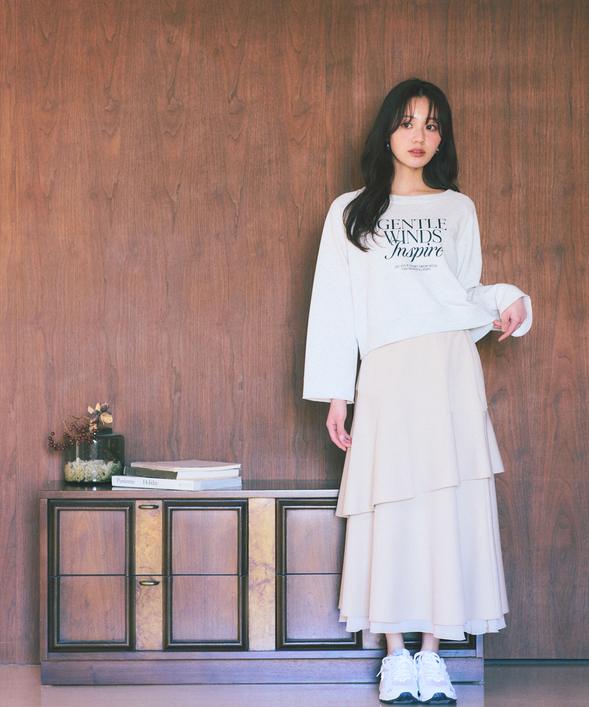 PROPORTION BODY DRESSING「＜ウォッシャブル＞〈a/mie〉ラグランロゴトップス　26SS」|Tシャツ・カットソー|