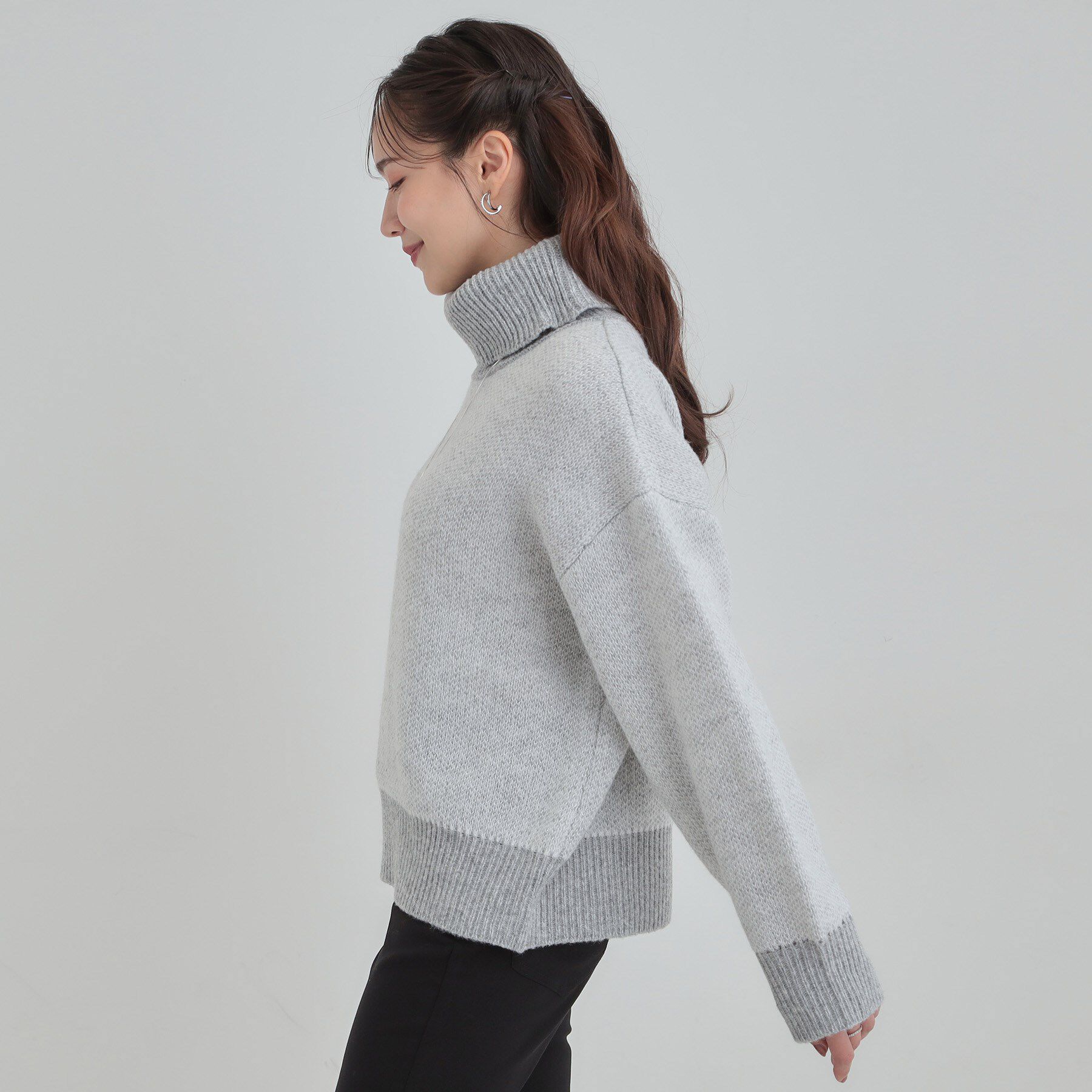 SHOO･LA･RUE「【S-LL】さりげないラメ感 配色ジャカード タートルネックニット」|ニット・セーター|