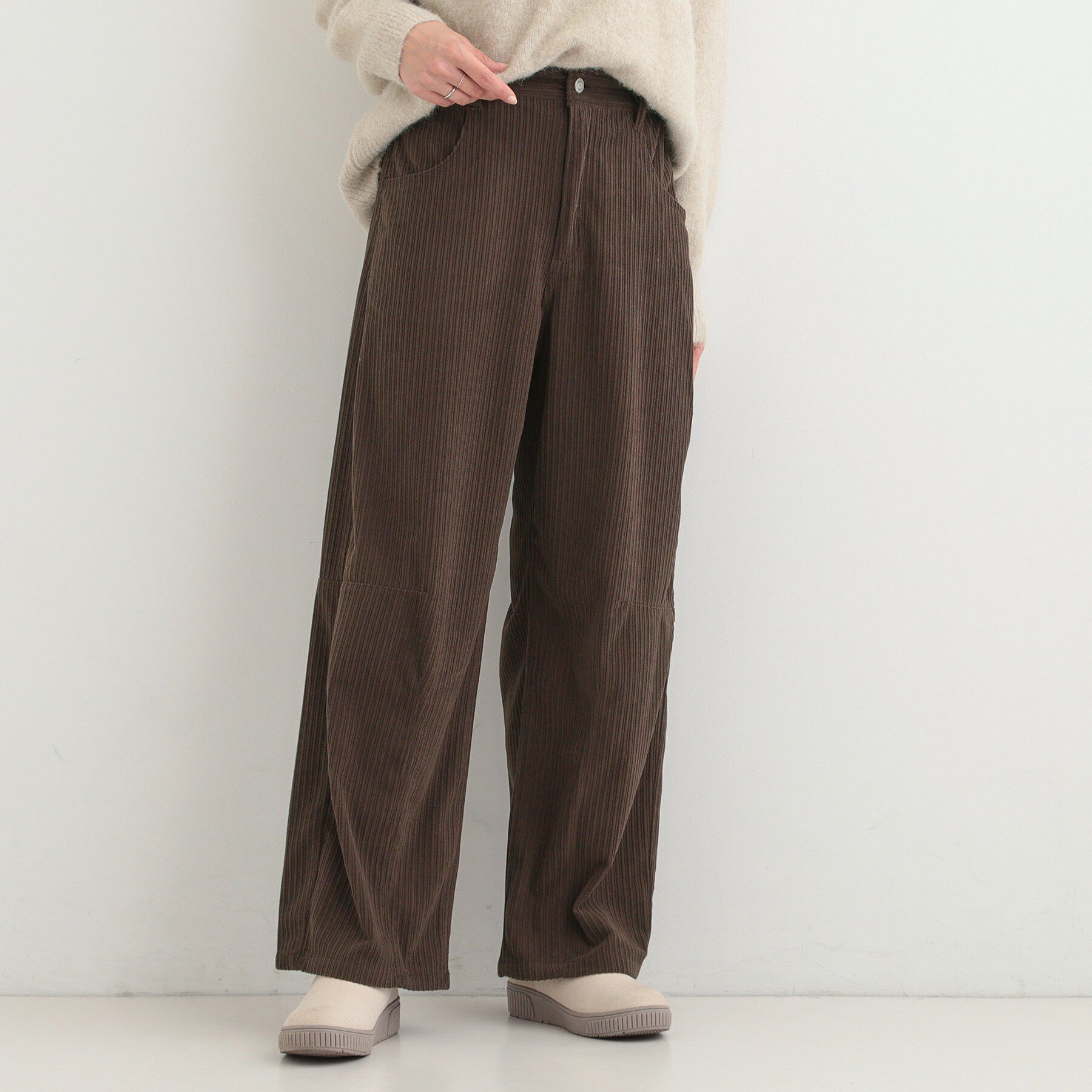 SHOO･LA･RUE「【S-LL】大人っぽく穿ける 股上深め コーデュロイカーブパンツ」|その他|