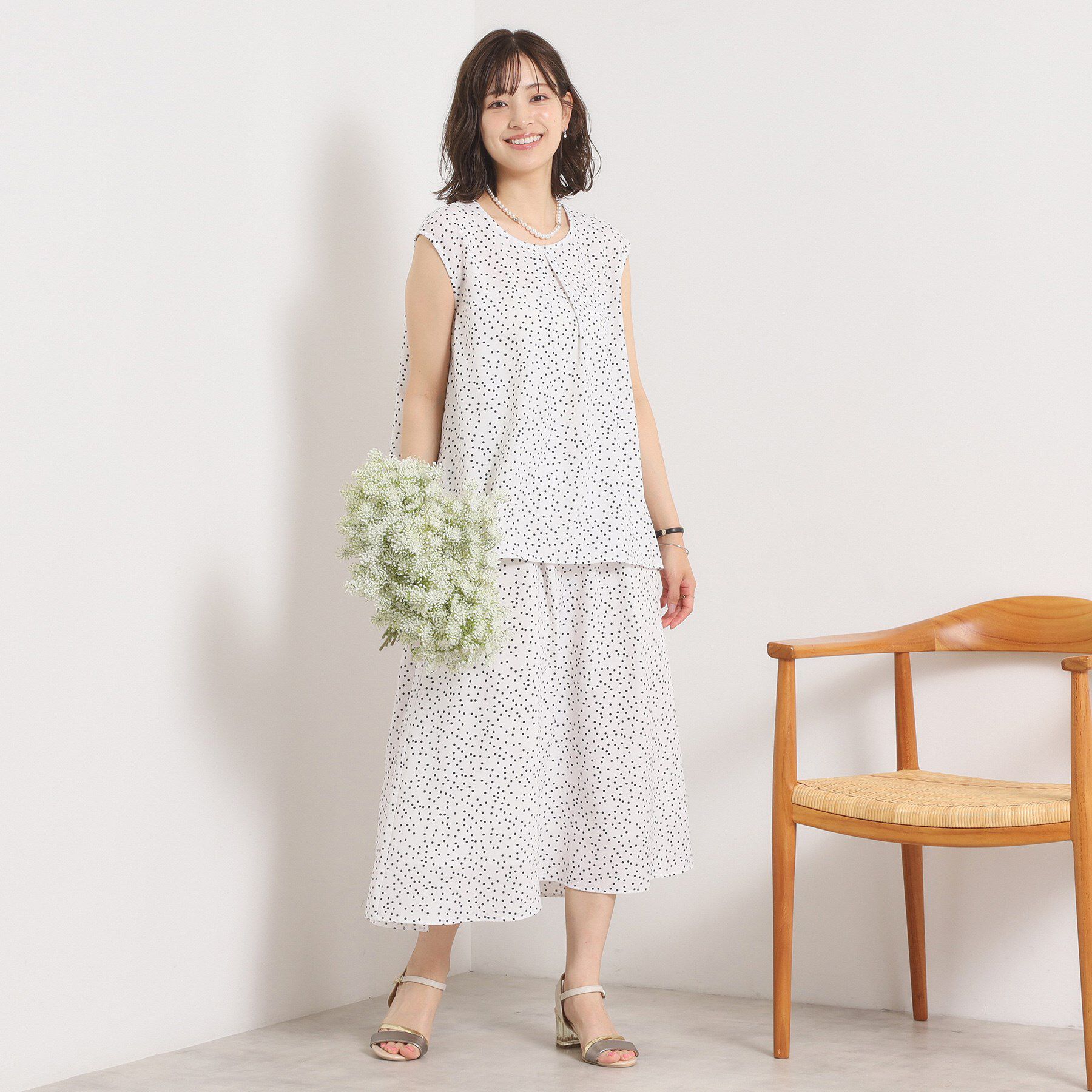 ITS&rsquo;DEMO「【UVカット／速乾／冷感／洗濯機OK／洗濯後しわになりにくい】麻調ストレッチタックブラウス＜ラク服シ」|シャツ・ブラウス|