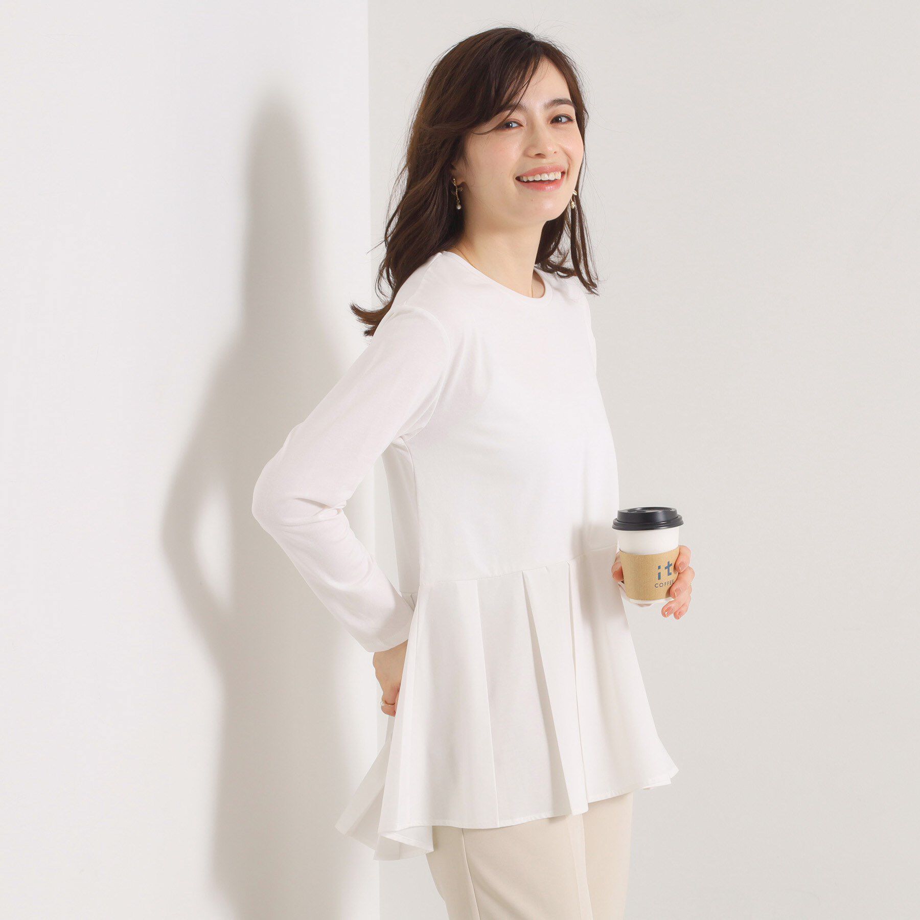 ITS&rsquo;DEMO「【洗濯機OK】布帛コンビ天竺トップス」|Tシャツ・カットソー|