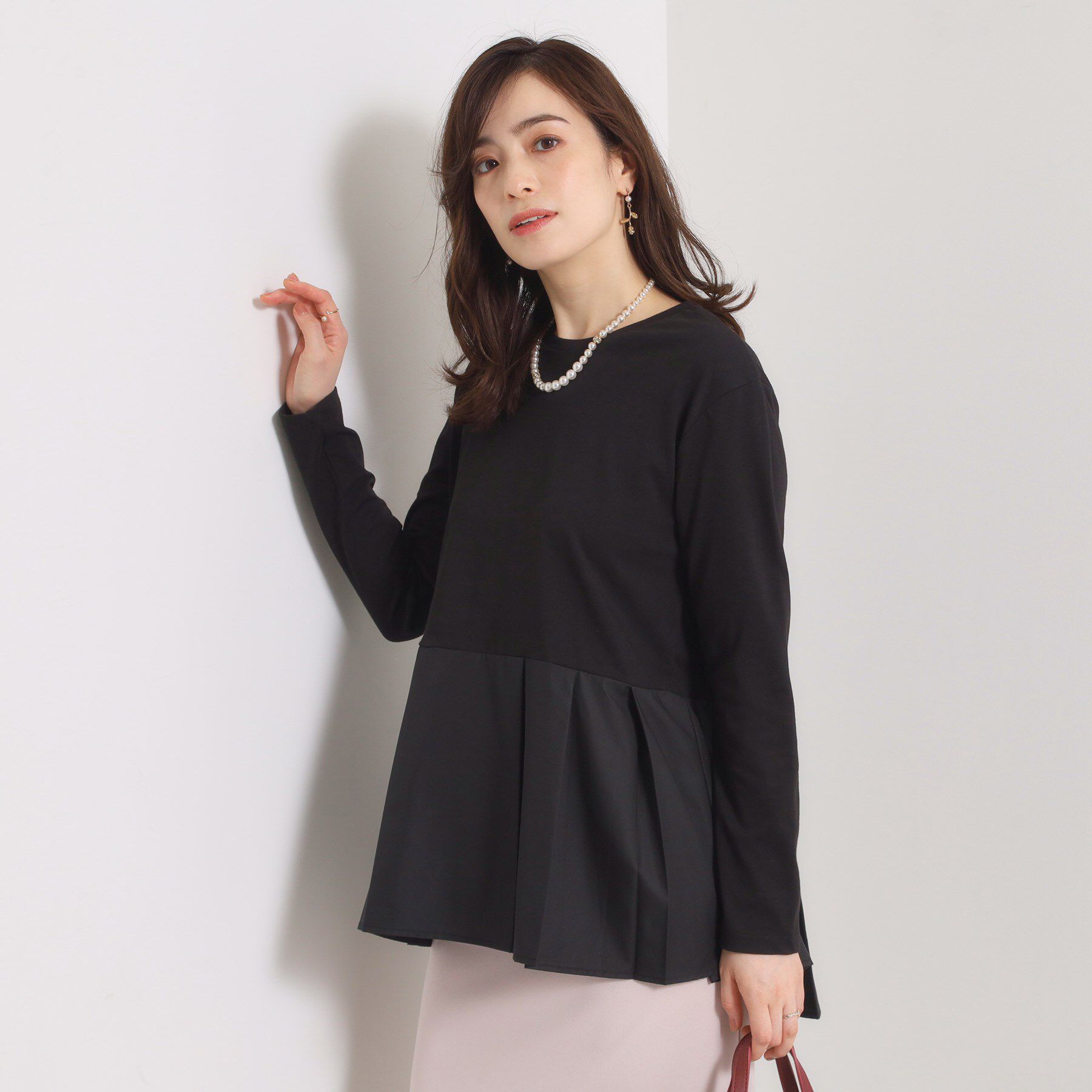 ITS&rsquo;DEMO「【洗濯機OK】布帛コンビ天竺トップス」|Tシャツ・カットソー|