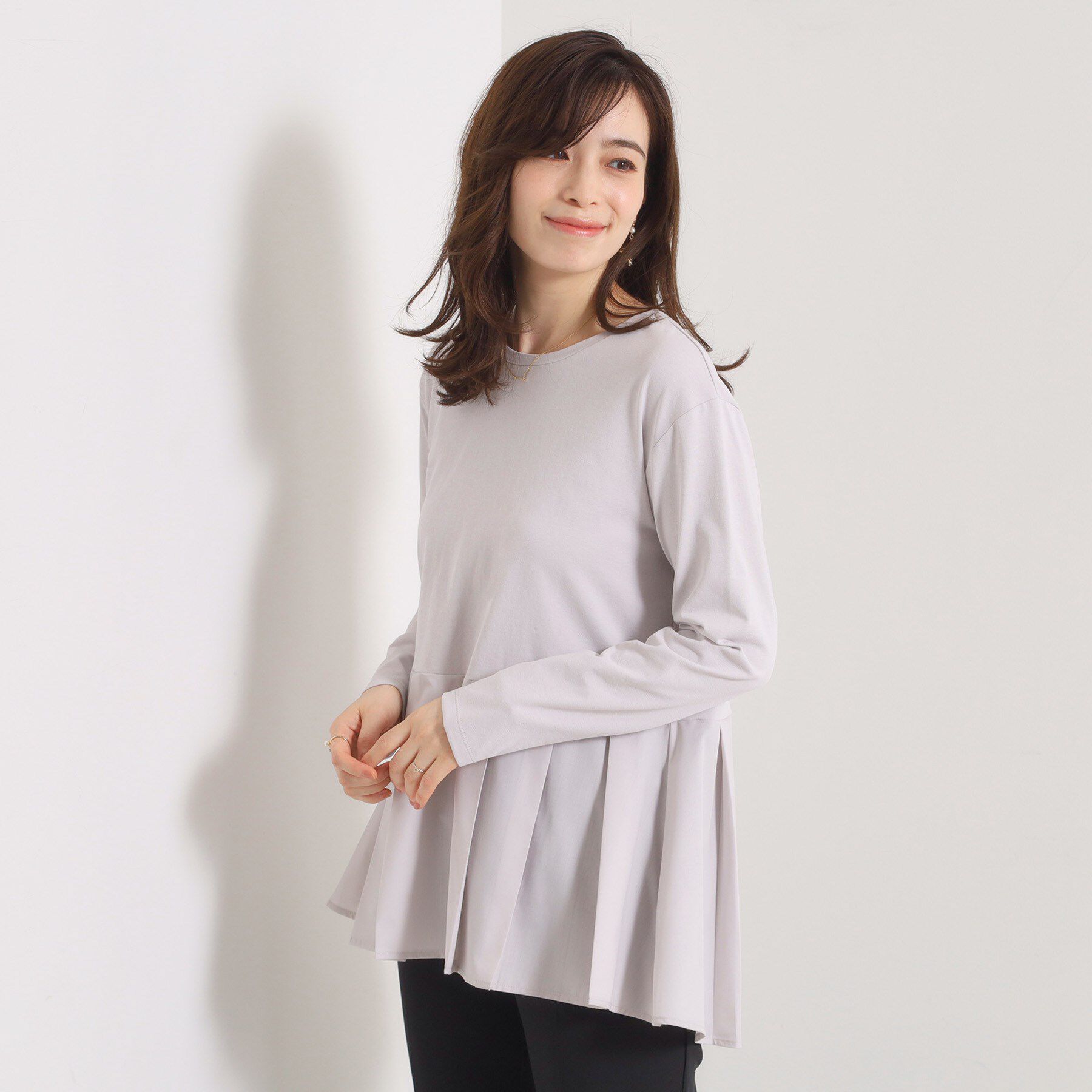 ITS&rsquo;DEMO「【洗濯機OK】布帛コンビ天竺トップス」|Tシャツ・カットソー|