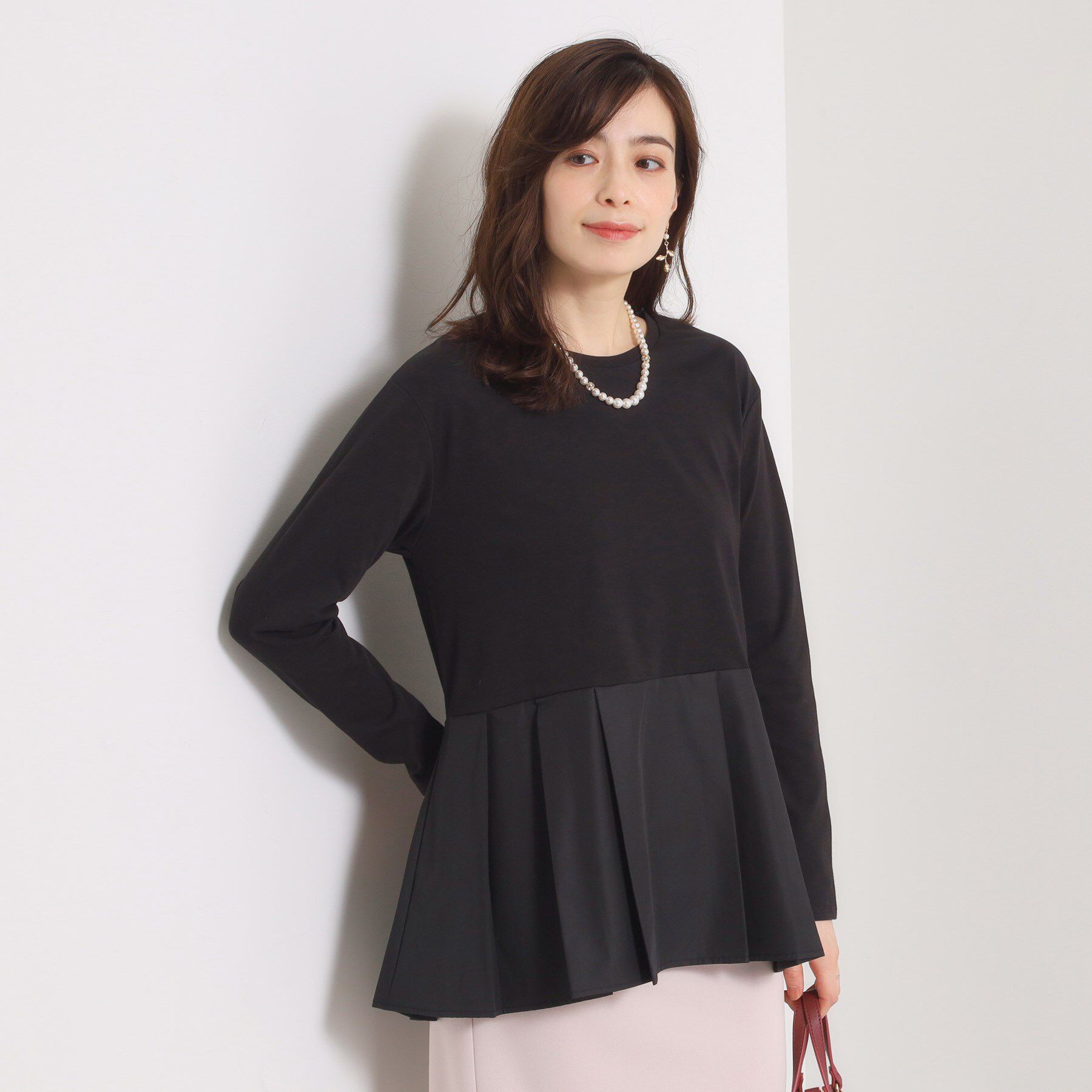 ITS&rsquo;DEMO「【洗濯機OK】布帛コンビ天竺トップス」|Tシャツ・カットソー|