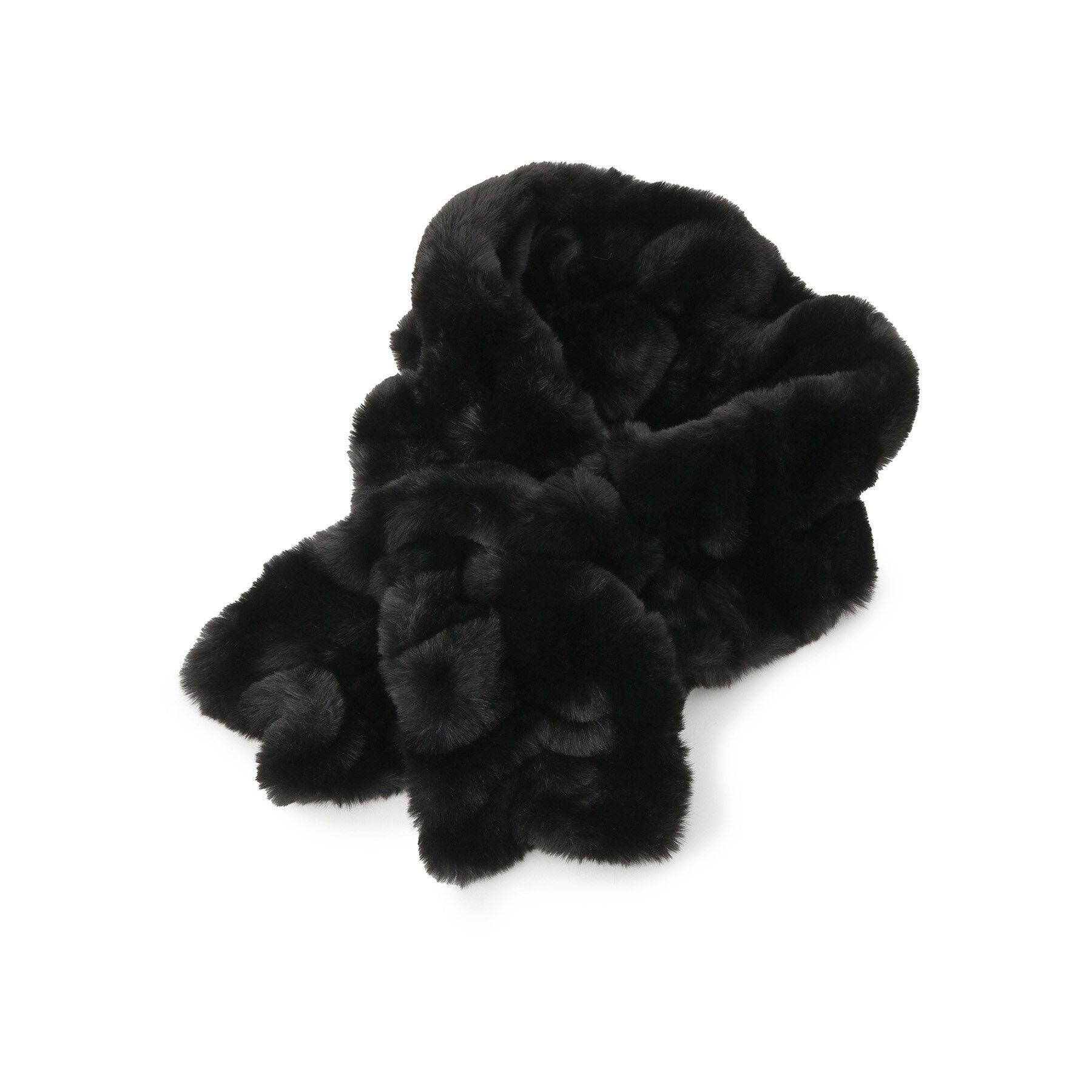 ITS&rsquo;DEMO「【手洗い可】シャーリングファーマフラー」|ストール|ブラック(019)