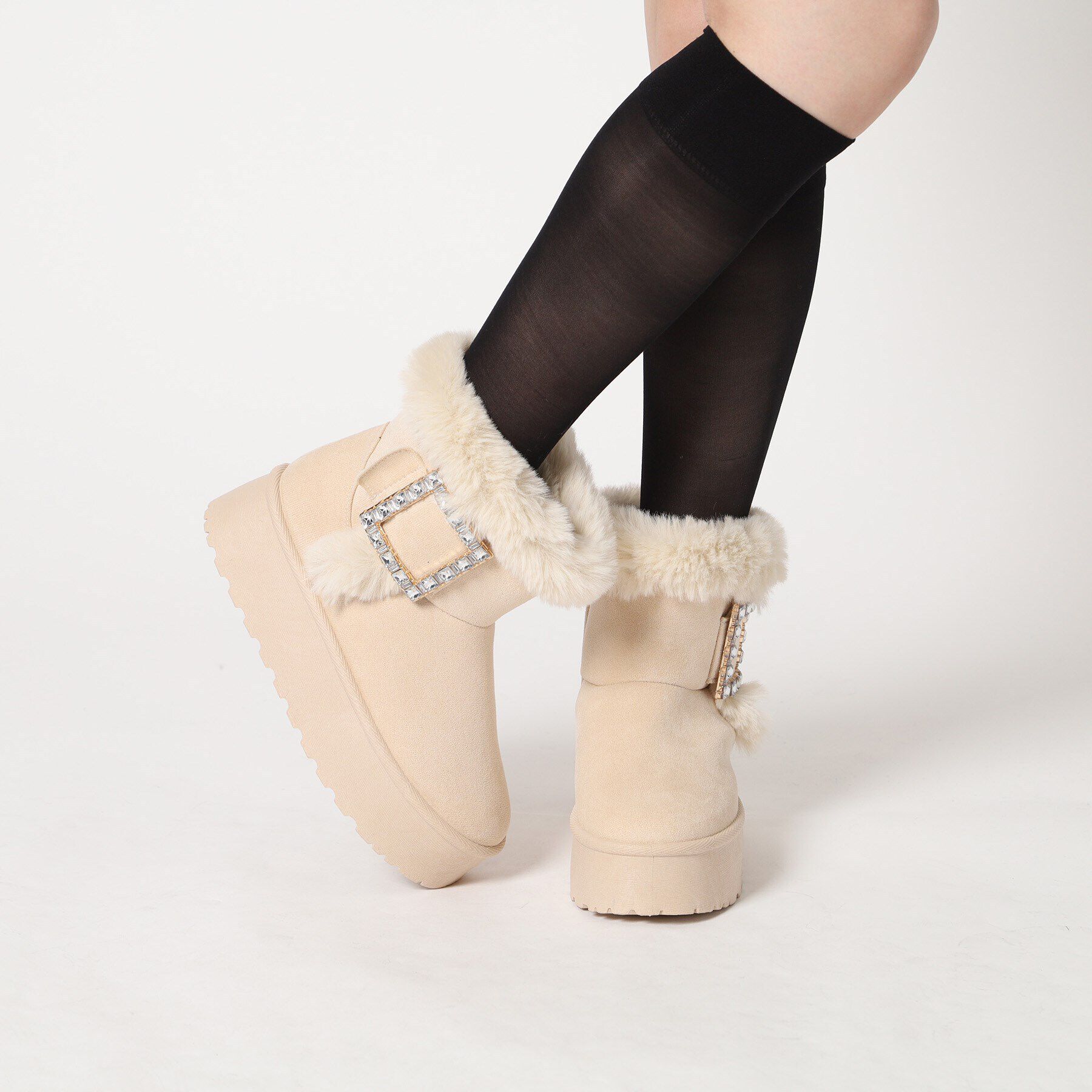 csT&P「厚底ムートンキラキラベルト付きブーツ」|ショートブーツ|
