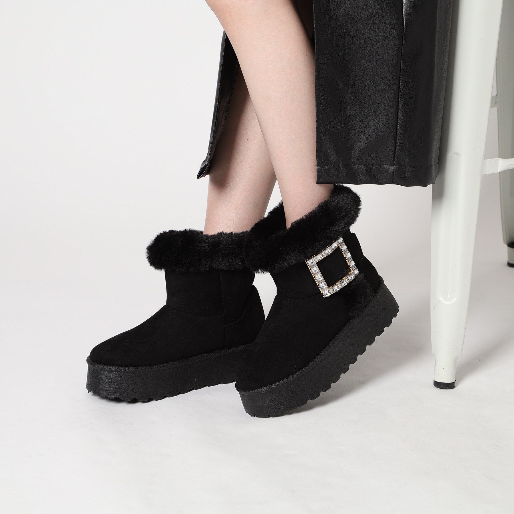 csT&P「厚底ムートンキラキラベルト付きブーツ」|ショートブーツ|