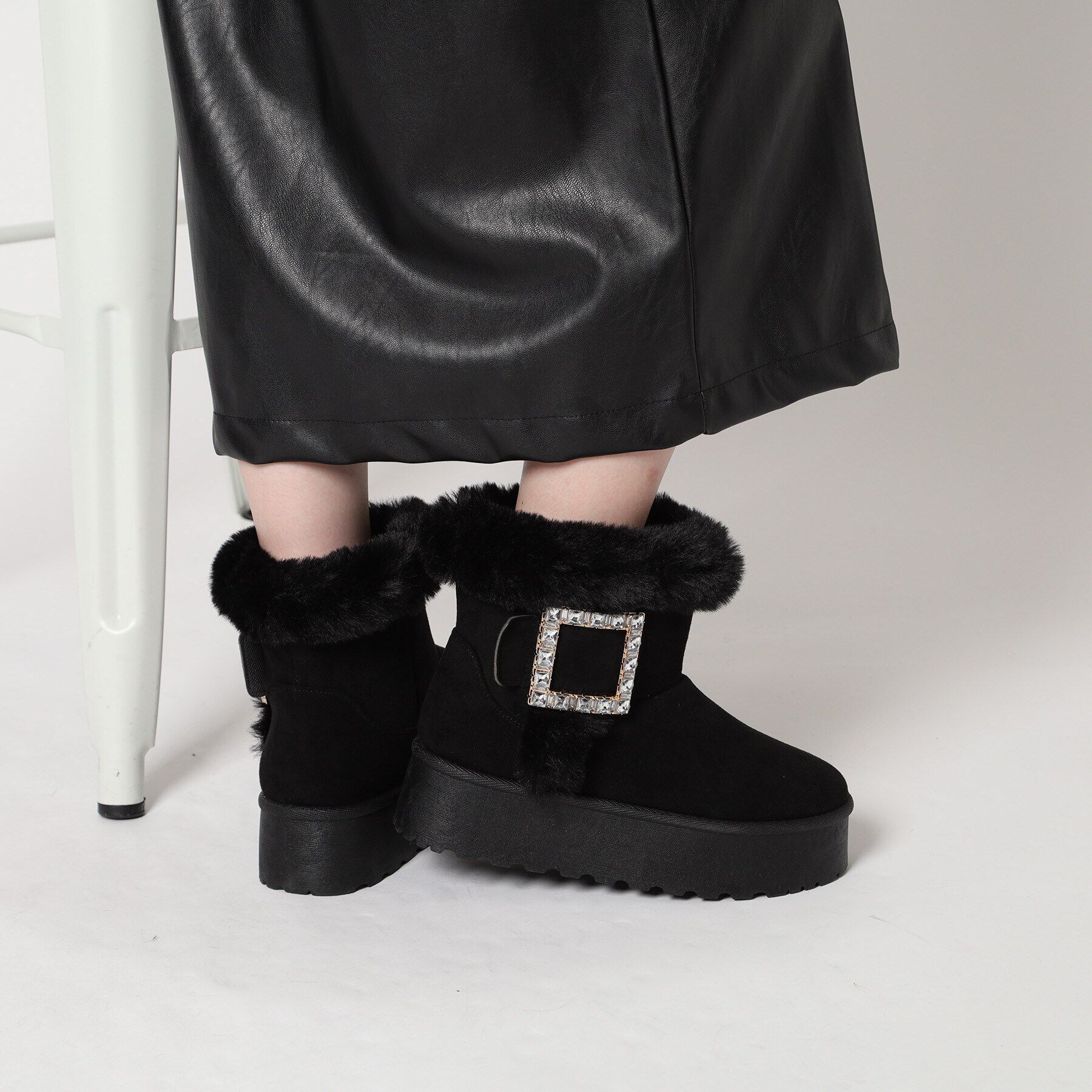 csT&P「厚底ムートンキラキラベルト付きブーツ」|ショートブーツ|