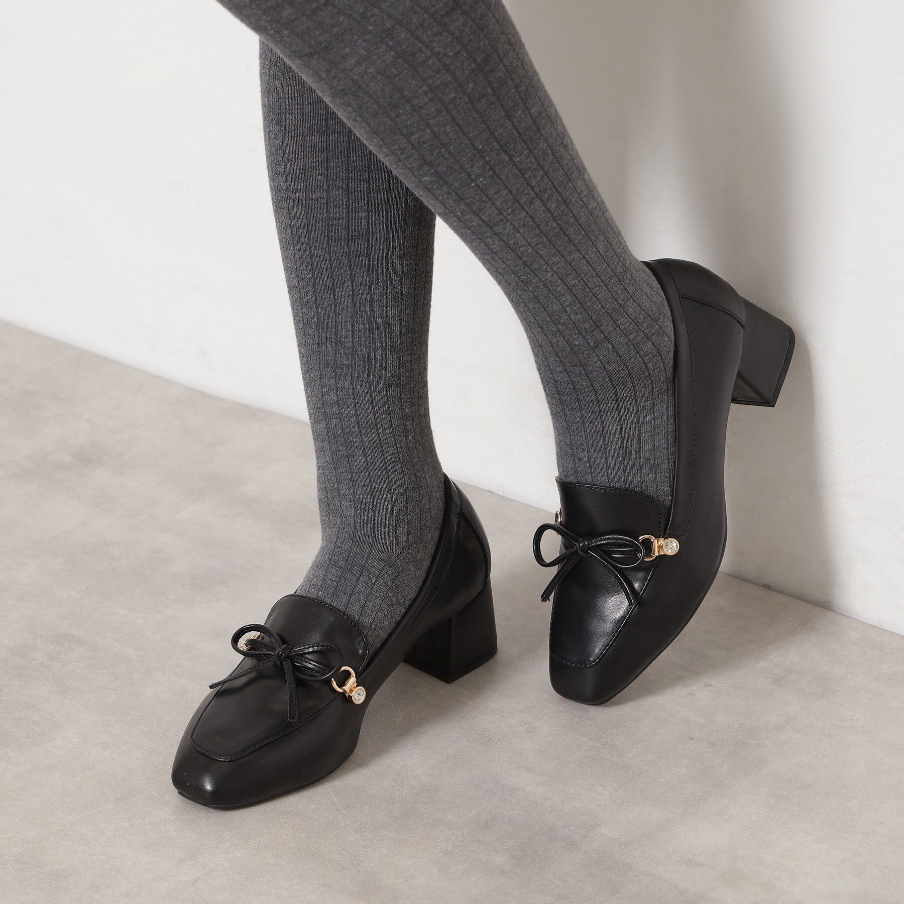 ESPERANZA「ビジュー付リボンローファー」|パンプス|