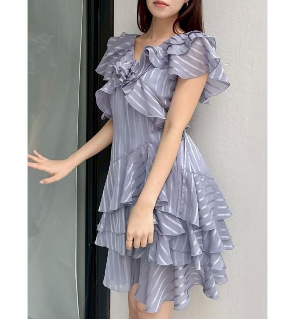 dazzlin「バリエフルイドミニワンピース」|ワンピース|ブルー