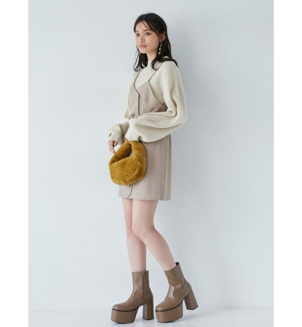 MURUA「デザインステッチスクエアブーツ」|ショートブーツ|