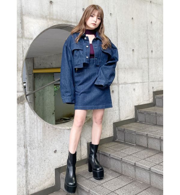 MURUA「デザインステッチスクエアブーツ」|ショートブーツ|