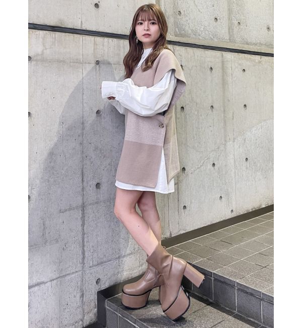 MURUA「デザインステッチスクエアブーツ」|ショートブーツ|