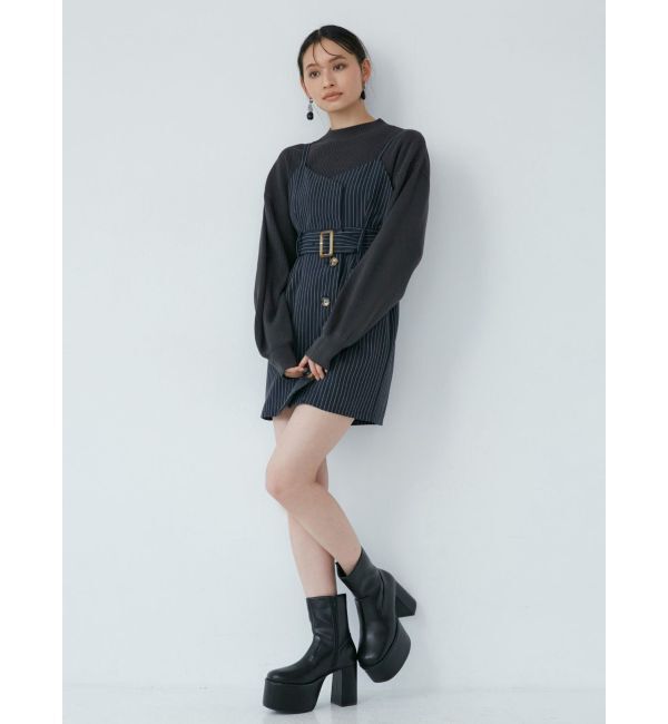 MURUA「デザインステッチスクエアブーツ」|ショートブーツ|