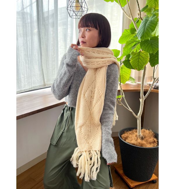 Ungrid「ケーブル編みニットマフラー」|マフラー|