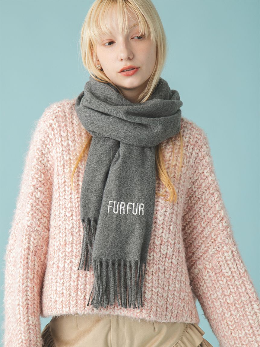 FURFUR「ロゴ刺繍大判ストール」|マフラー|