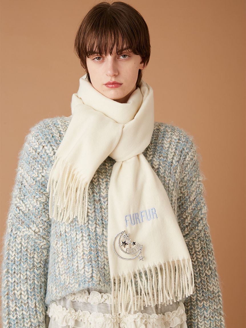 FURFUR「ロゴ刺繍大判ストール」|マフラー|