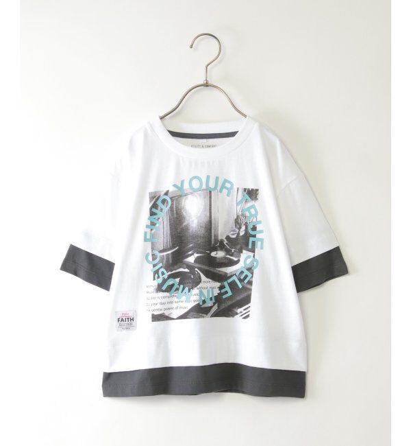 ikka kids「5分袖レイヤーフォトプリントTシャツ（120~160cm）」|Tシャツ・カットソー|オフホワイト