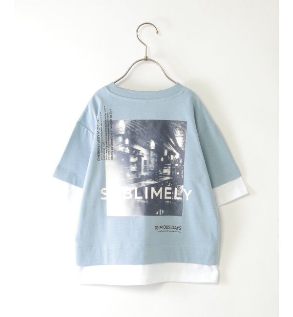 ikka kids「5分袖レイヤーフォトプリントTシャツ（120~160cm）」|Tシャツ・カットソー|