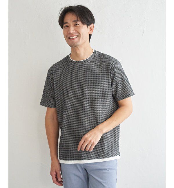 ikka「【抗菌防臭】冷感ドライワッフルフェイクT」|Tシャツ・カットソー|ネイビーブルー