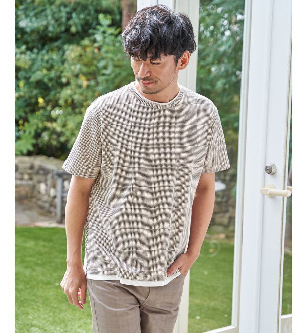 ikka「【抗菌防臭】冷感ドライワッフルフェイクT」|Tシャツ・カットソー|