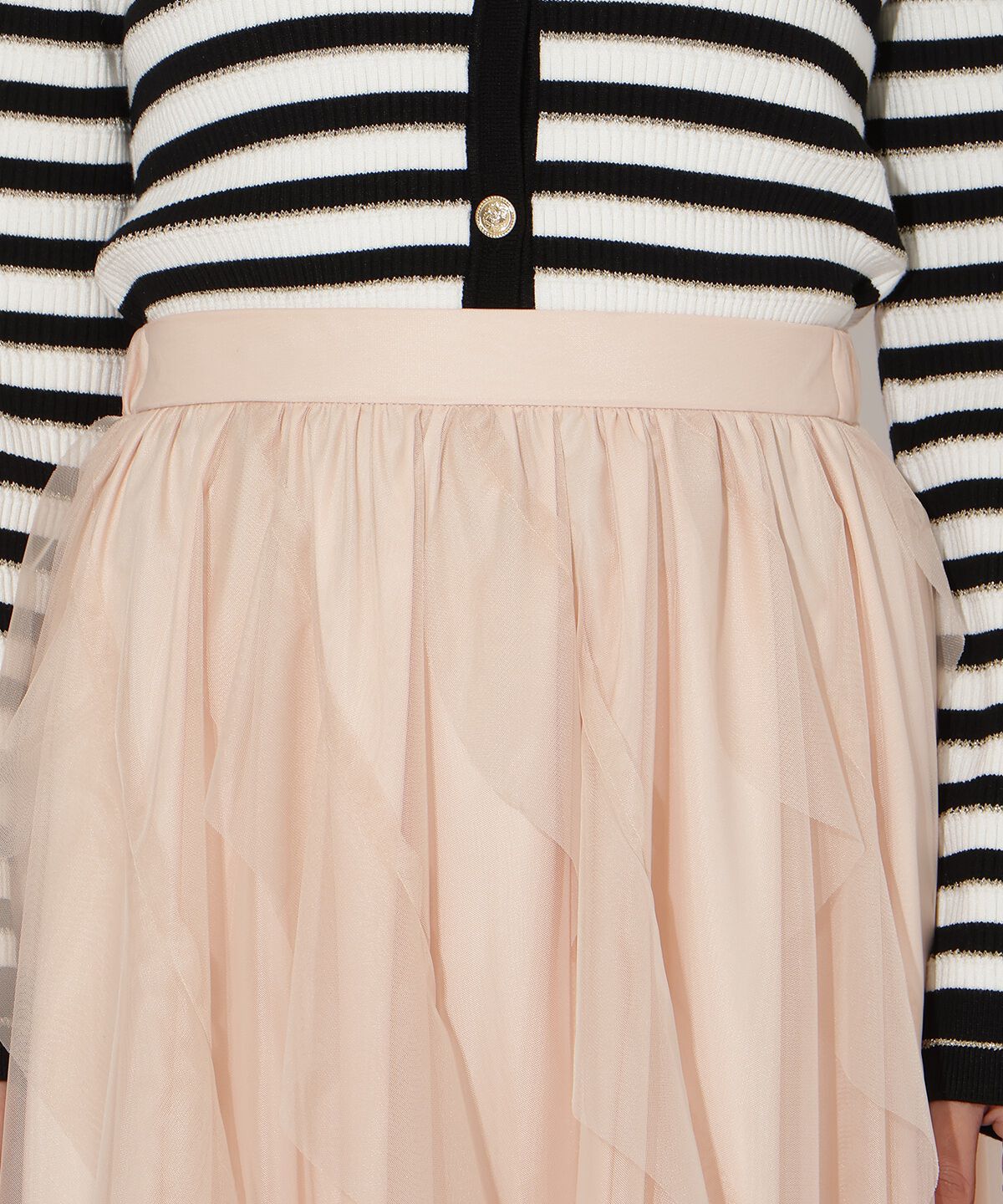 アンドクチュール「ラッフルフリルチュールスカート」|フレア|