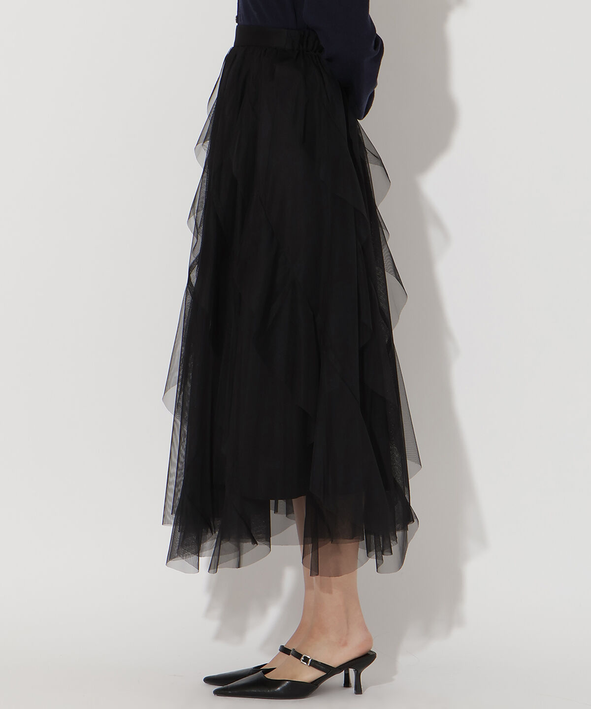 アンドクチュール「ラッフルフリルチュールスカート」|フレア|