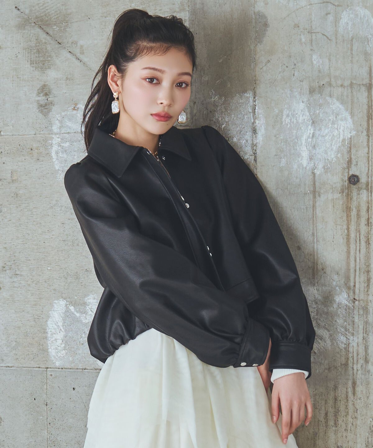 アンドクチュール「フェイクレザーブルゾン」|ブルゾン・スタジャン|