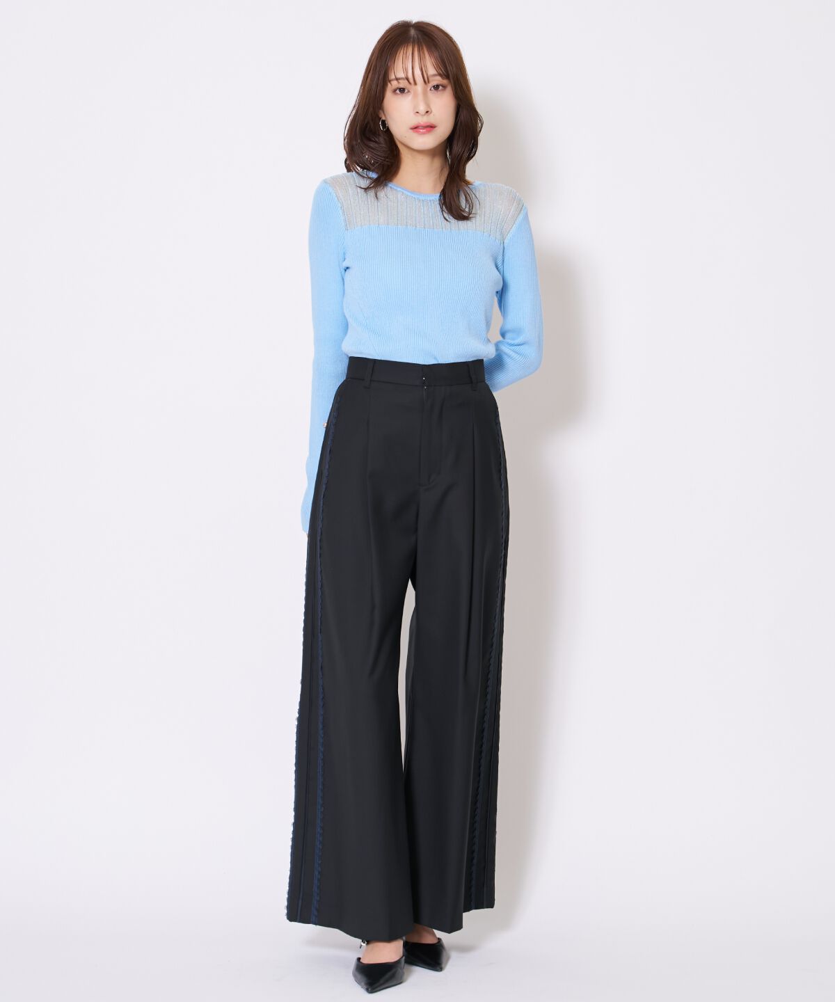 アンドクチュール「シアーリブニットプルオーバー」|ニット・セーター|