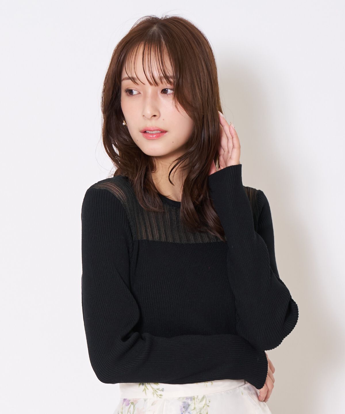 アンドクチュール「シアーリブニットプルオーバー」|ニット・セーター|