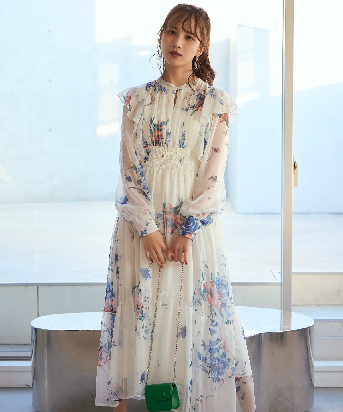 アンドクチュール「フラワープリントタックワンピース」|ワンピース|