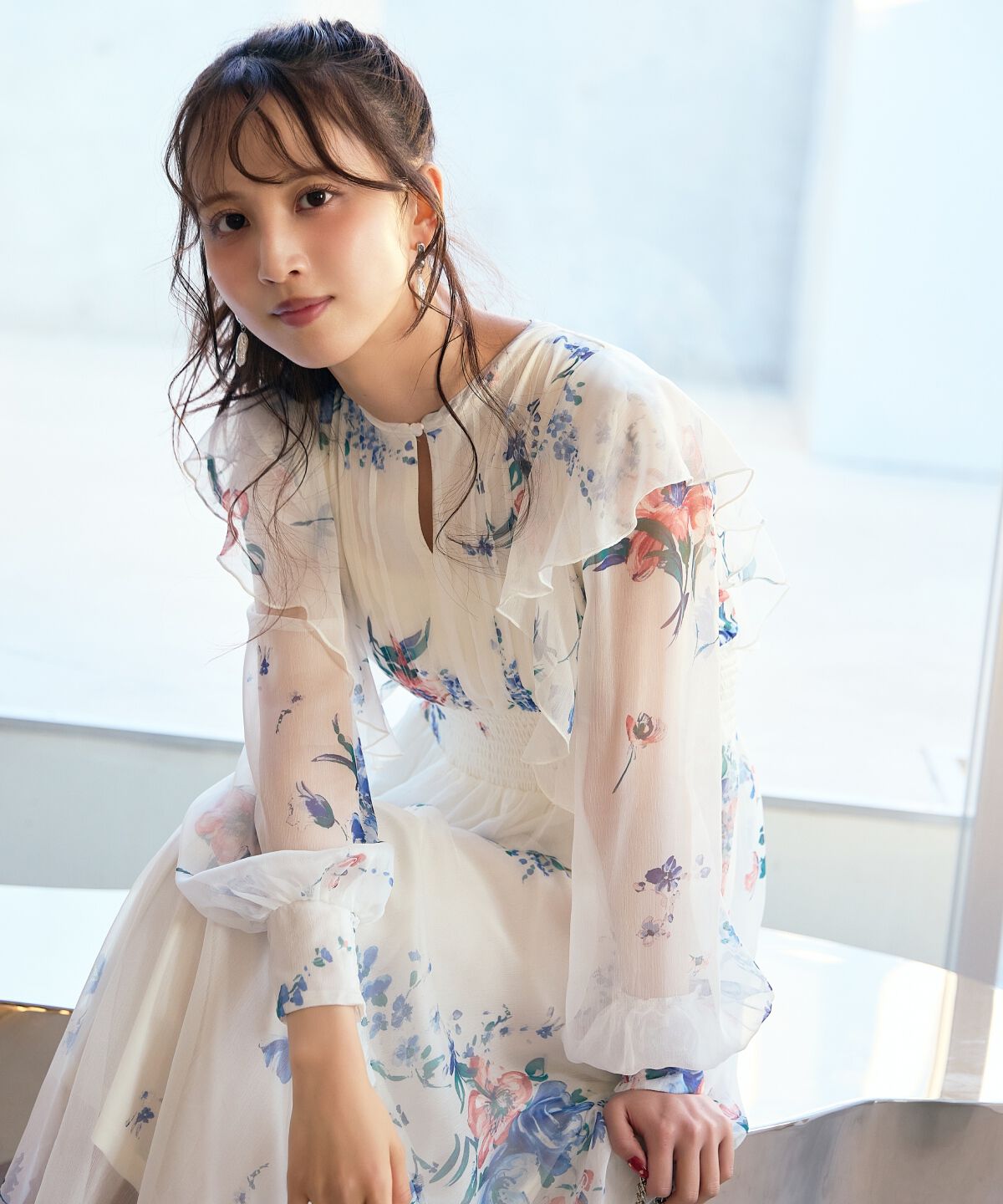 アンドクチュール「フラワープリントタックワンピース」|ワンピース|