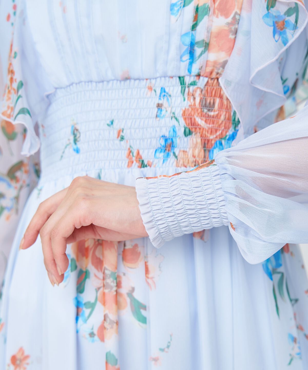 アンドクチュール「フラワープリントタックワンピース」|ワンピース|