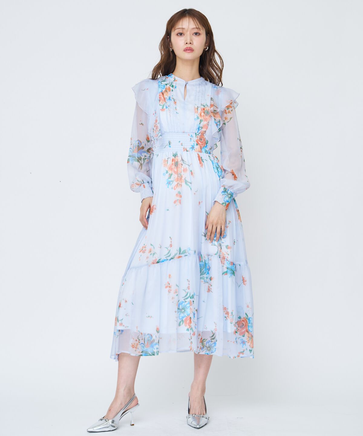 アンドクチュール「フラワープリントタックワンピース」|ワンピース|